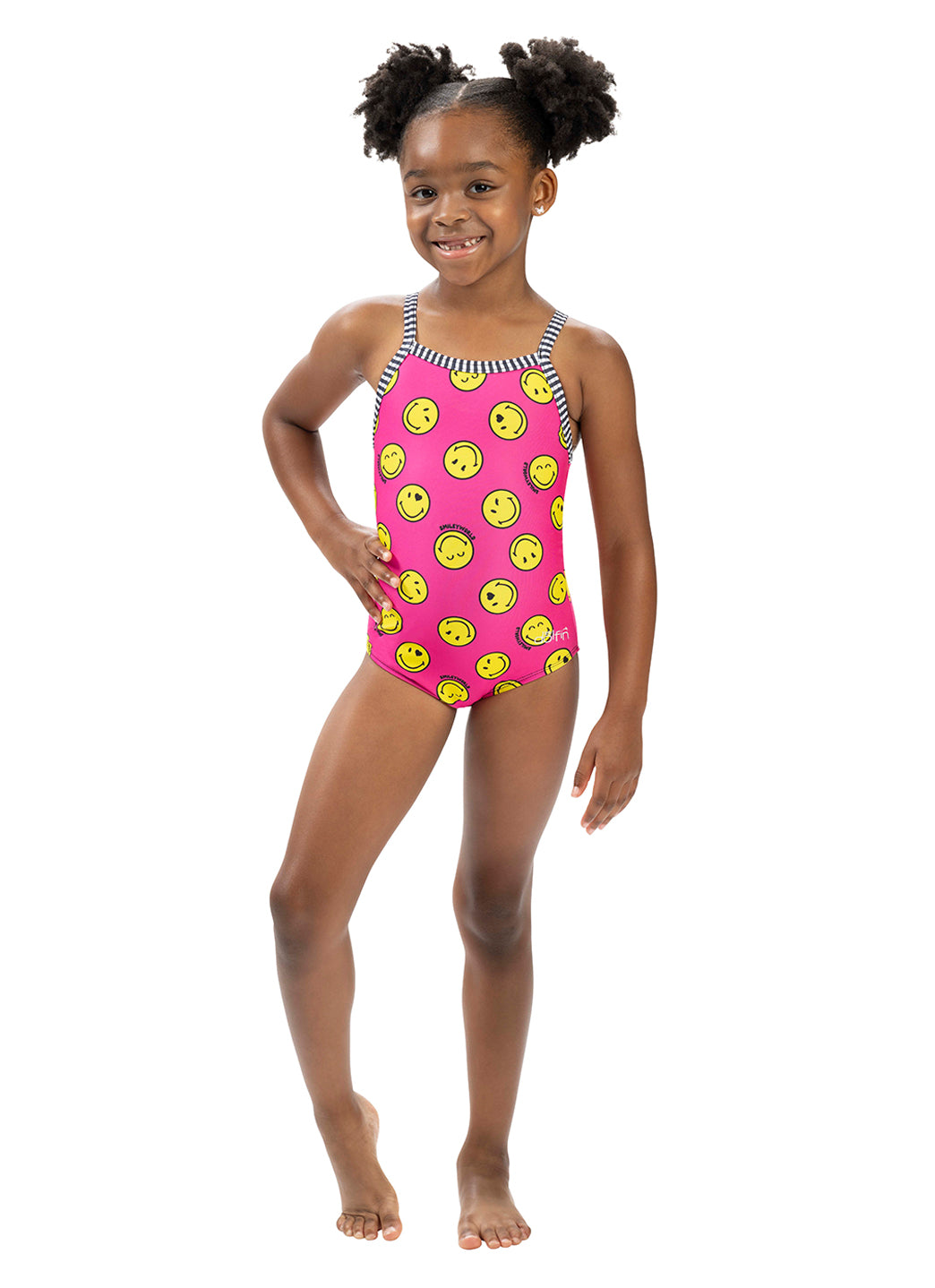 Dolfin Girls' Print Little Dolfin X SmileyWorld One Piece Swimsuit (Toddler, Little Kid)、mySite、noshort