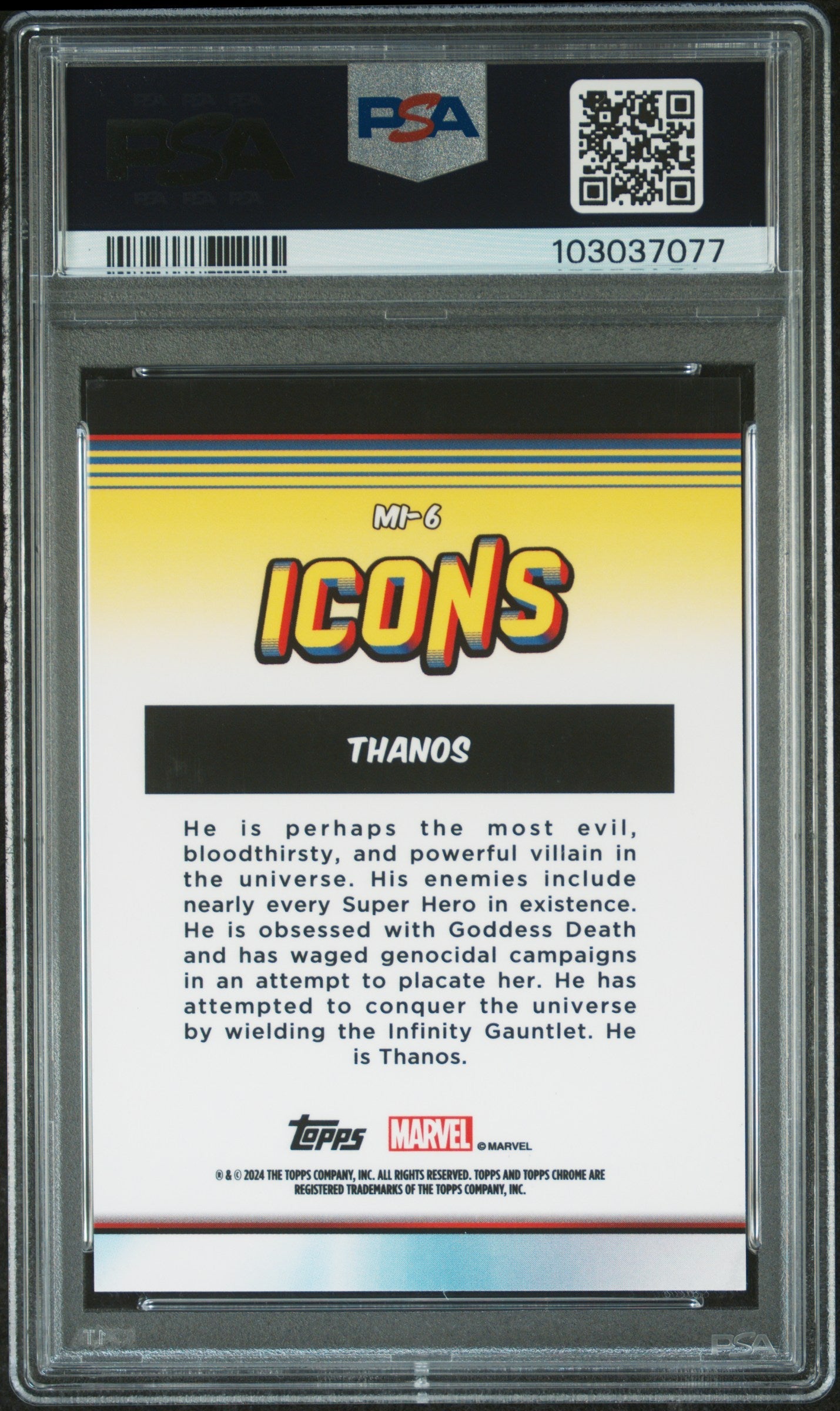 Thanos #MI6 PSA 7 Topps Chrome Marvel Marvel Icons 2024、mySite、waistdrama