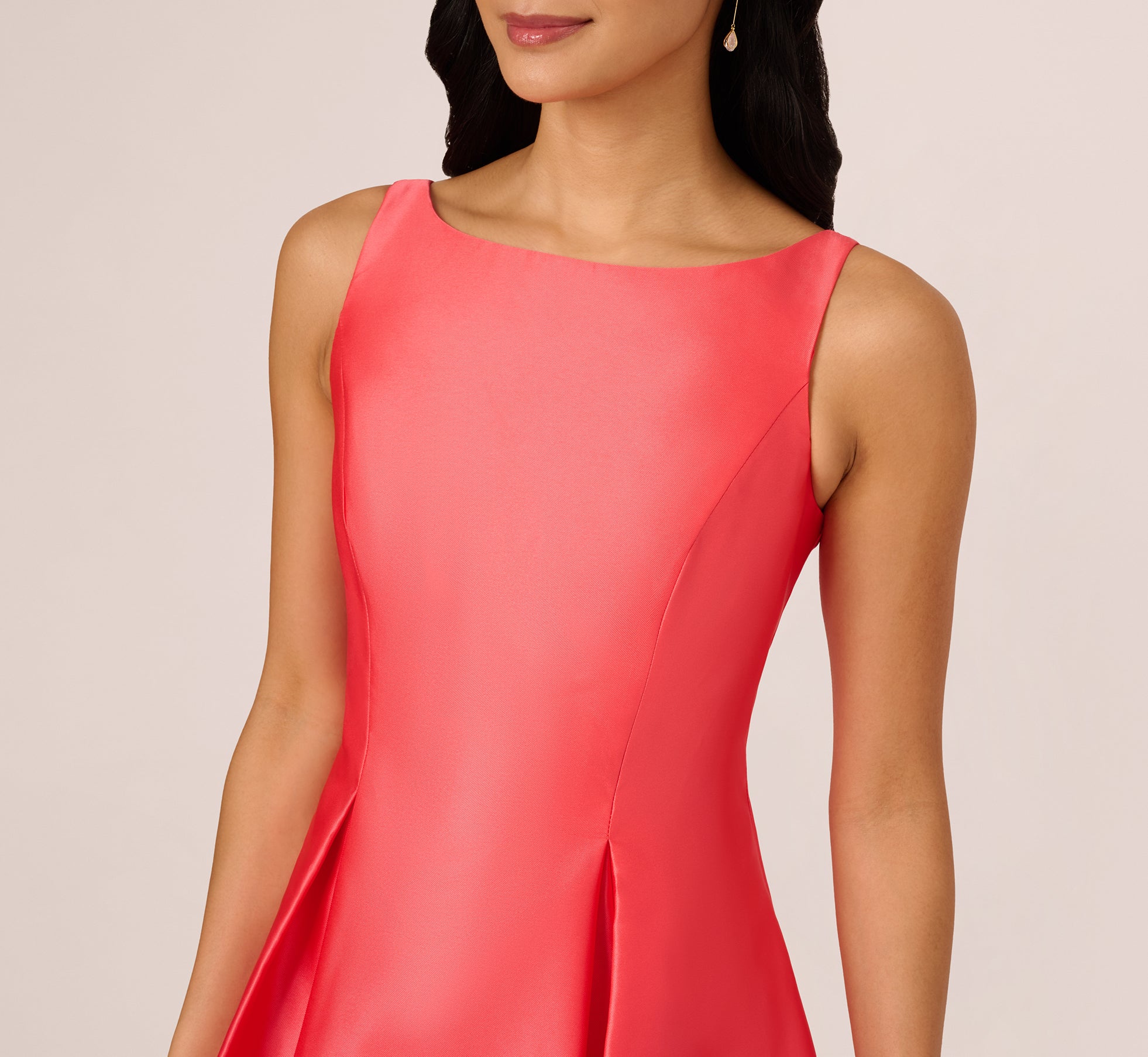 Sleeveless Mikado Fit And Flare Midi Dress With V-Back In Desert Flower、mySite、solidvoid