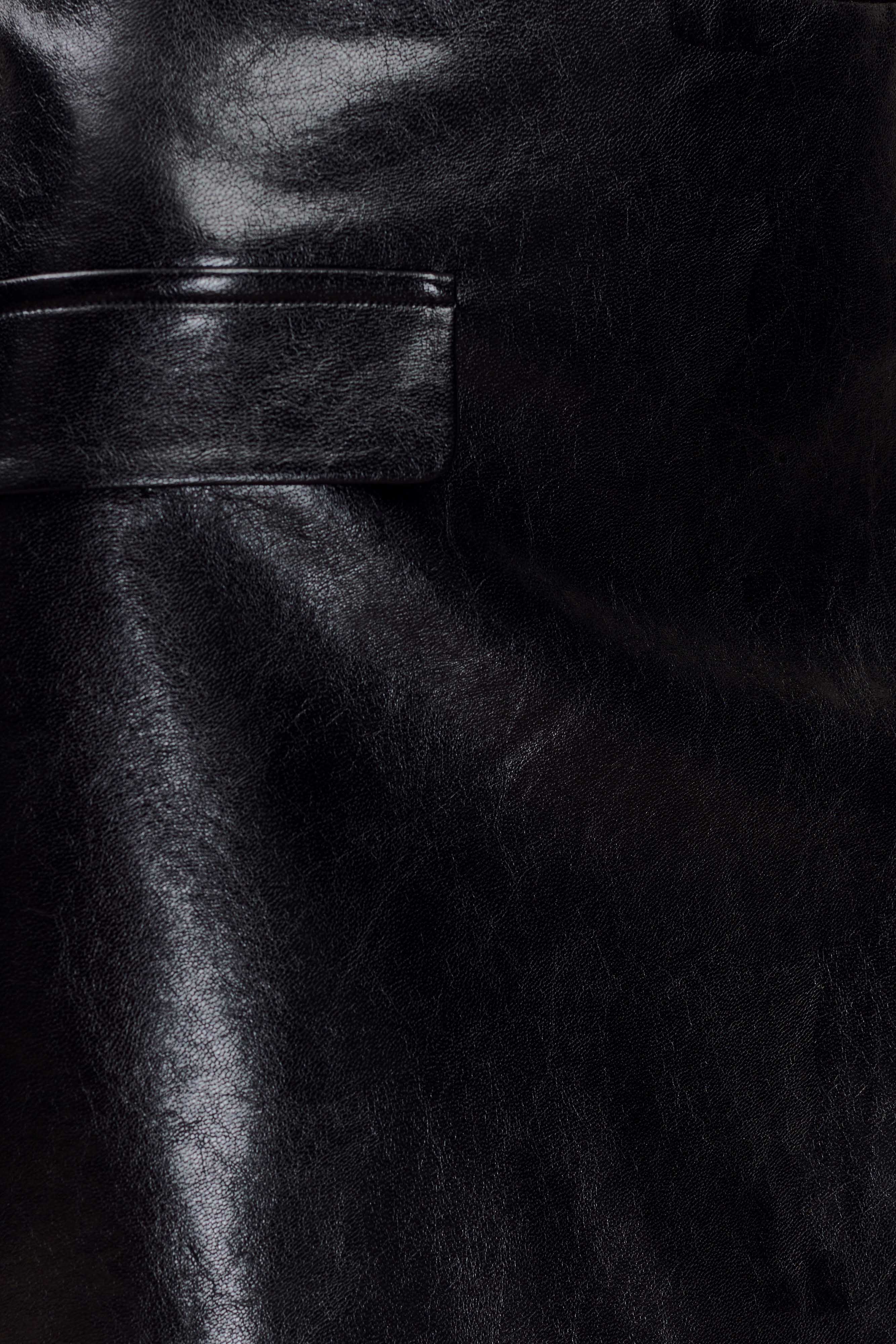 Coralia Faux Leather Bubble Mini Skirt - Black、mySite、solidvoid