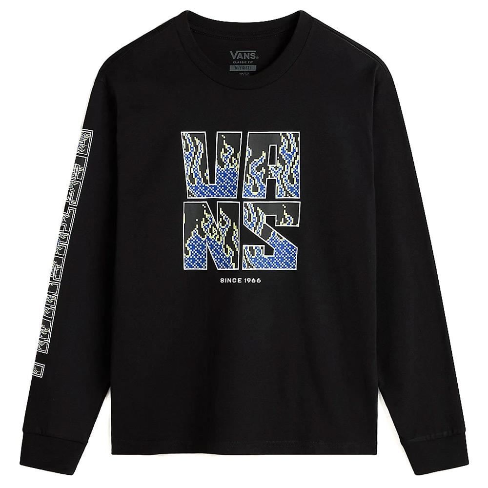  Vans Boys Digi Flames Long Sleeve T-shirt - Black、mySite、merchandisen
