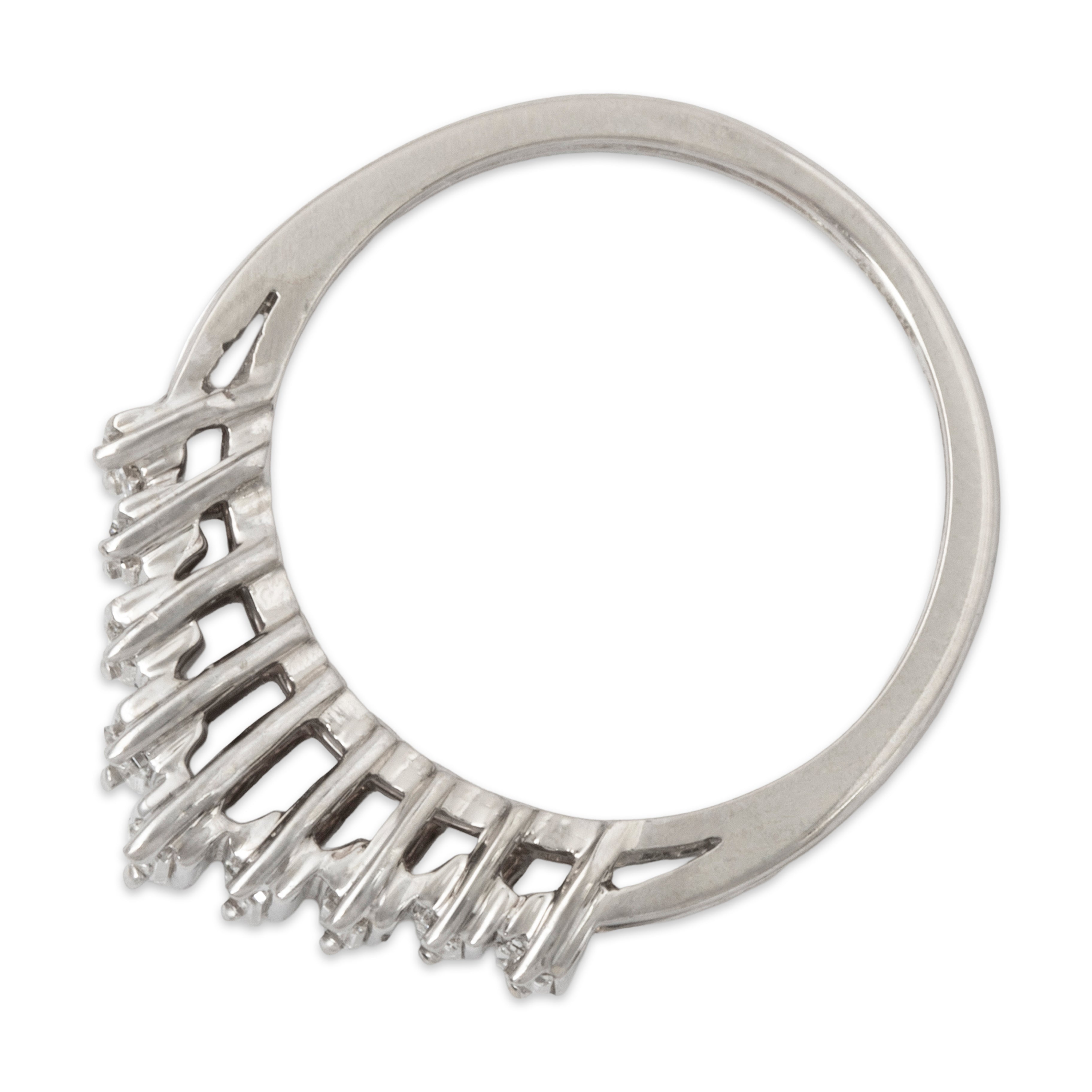 Vintage 18k White Gold .50cttw Baguette Diamond Graduating Brilliance Ring 6.50、mySite、hinf8tx79