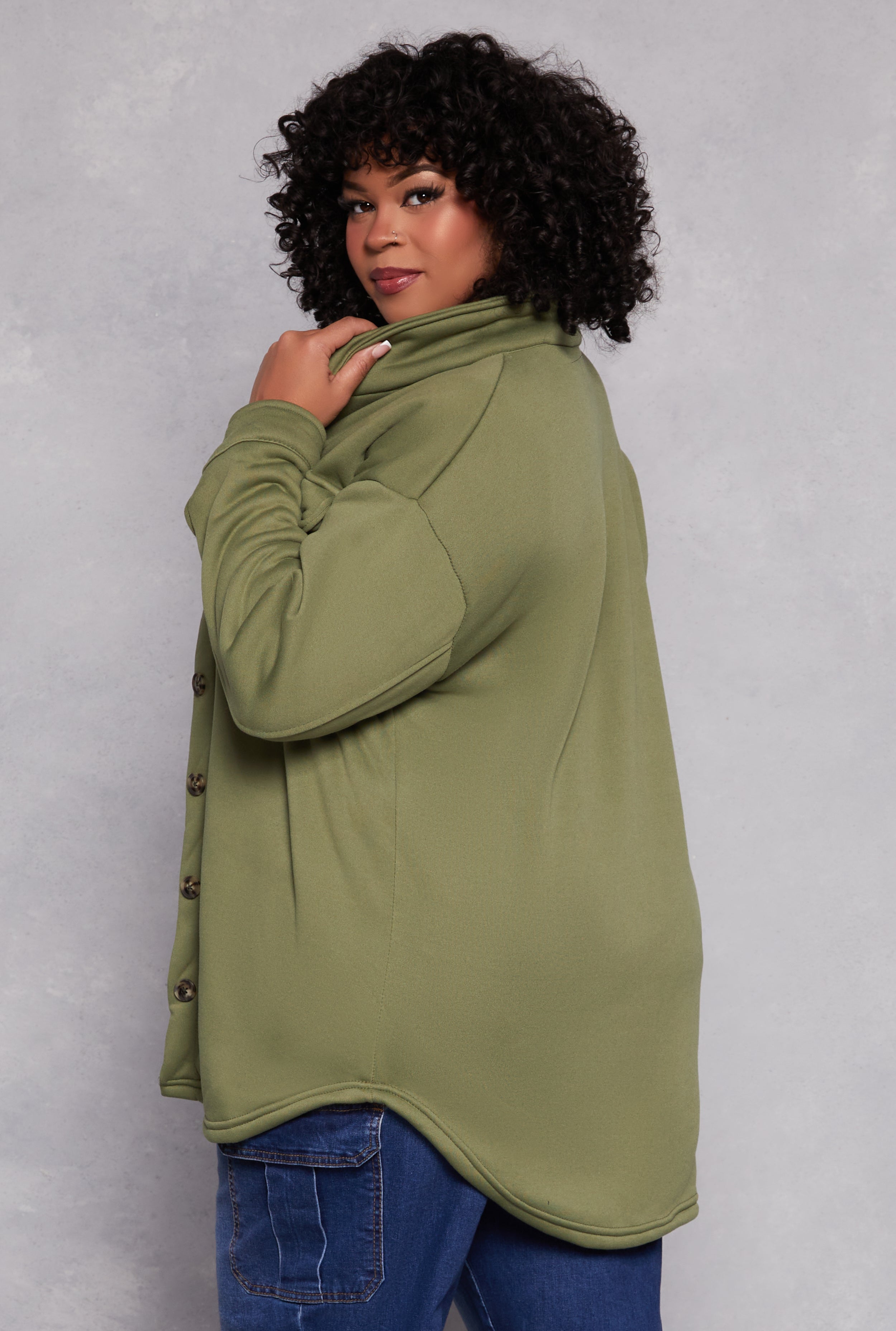 Plus Size Sherpa Lined Shacket、mySite、camillekostekn