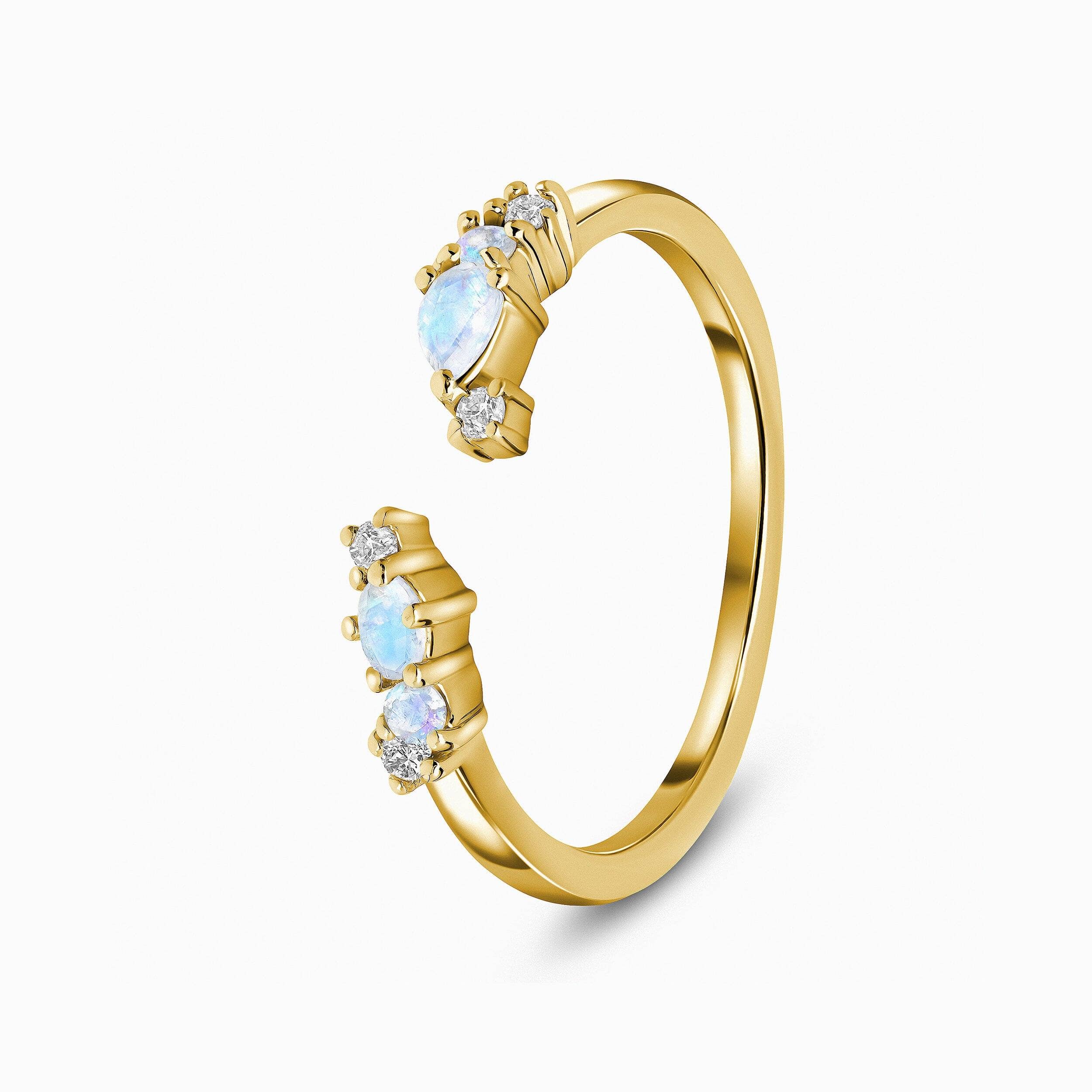 Adjustable Moonstone Ring Flourish - June Birthstone + Free Gift Bag、mySite、hinf8tx79