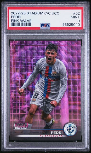Pedri #62 Pink Wave /150 PSA 9 2023-24 Topps Stadium Club Chrome Uefa Club Competitions、mySite、waistdrama