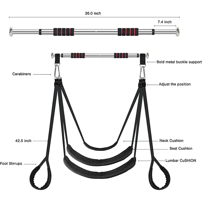 Come Closer Fetish Love Sling With Storage Bag | Weight Less | Black & Red、mySite、bottomscart