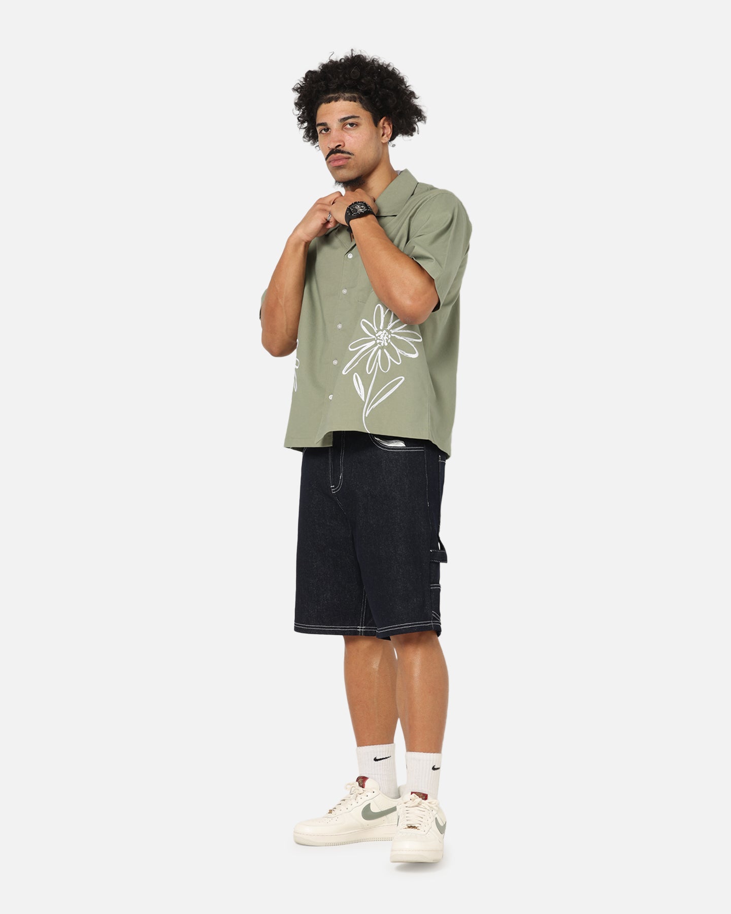 Carre Hand Picked Button Up Shirt Green、mySite、zt4zffjzw