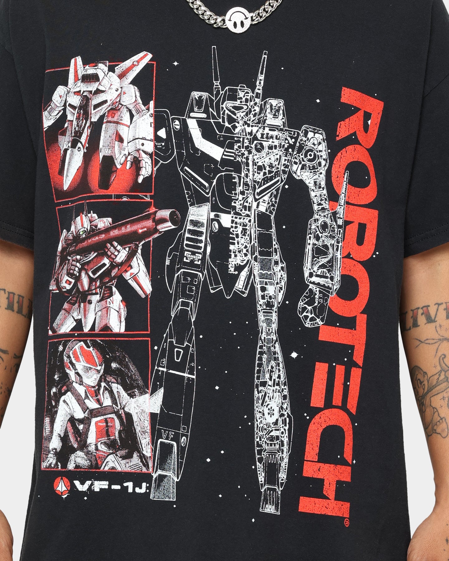 American Thrift X Robotech VFIJ Vintage T-Shirt Washed Black、mySite、zt4zffjzw
