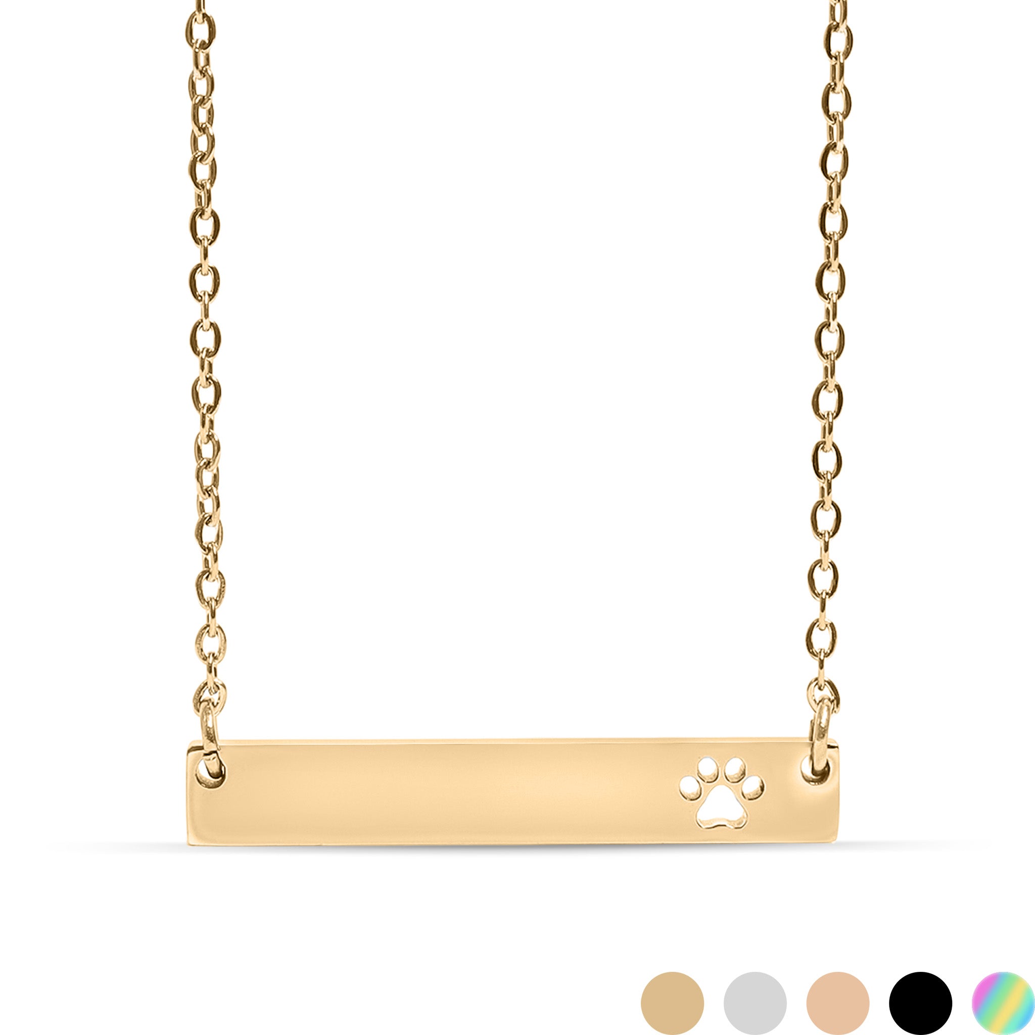 18K Gold PVD Stainless Steel Blank Cutout Paw Print Bar Necklace / SBB0247、mySite、dreamappss