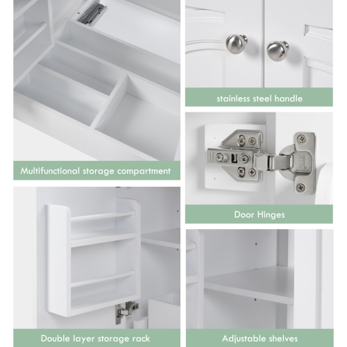 30" No Assembly Needed Vintage White Bathroom Vanity with Ceramic Sink,Two Soft-Close Doors & Adjustable Shelf,Modern Farmhouse Style、、xpatfood