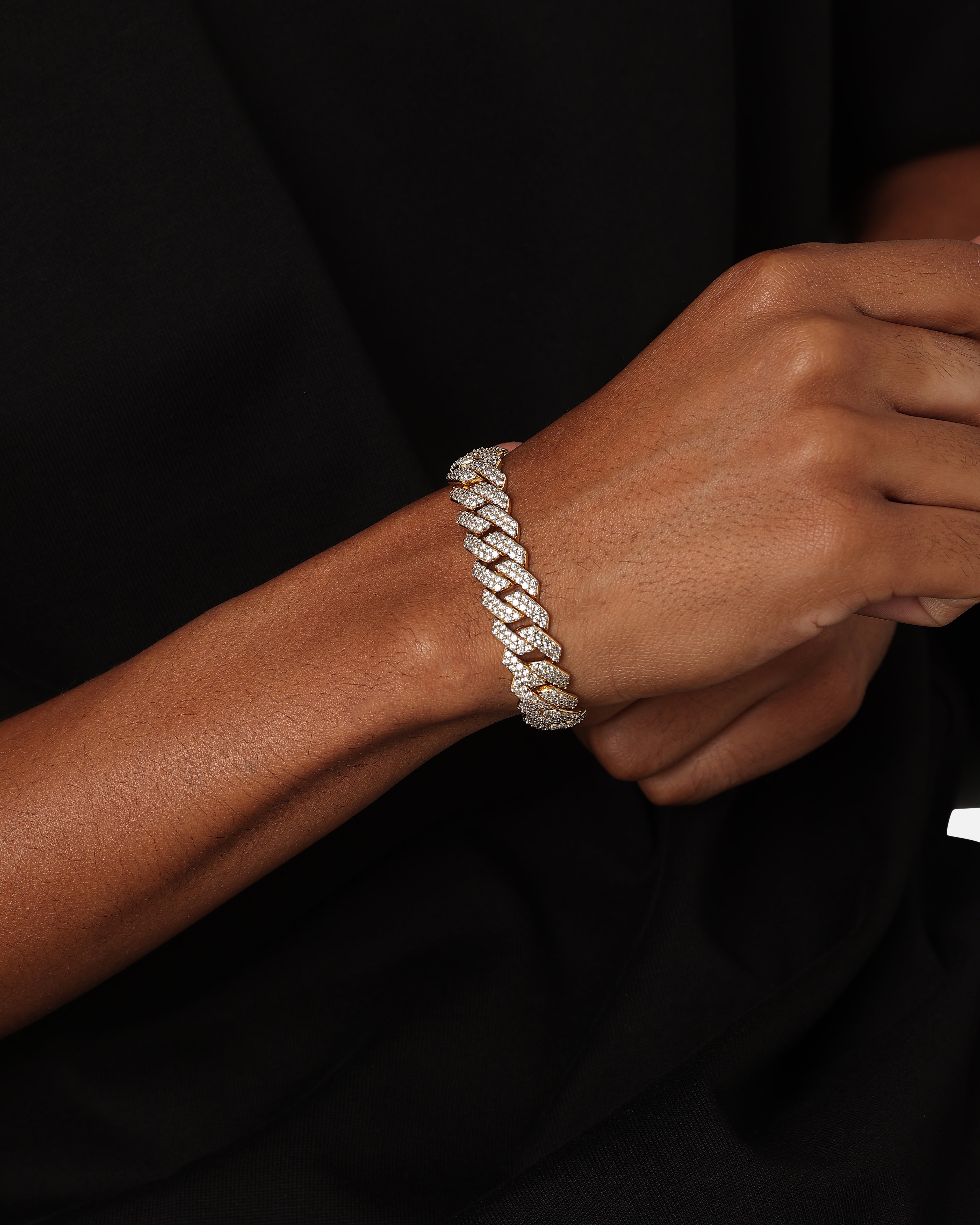 Saint Morta 14mm Interlink Bracelet Iced White Gold、mySite、zt4zffjzw