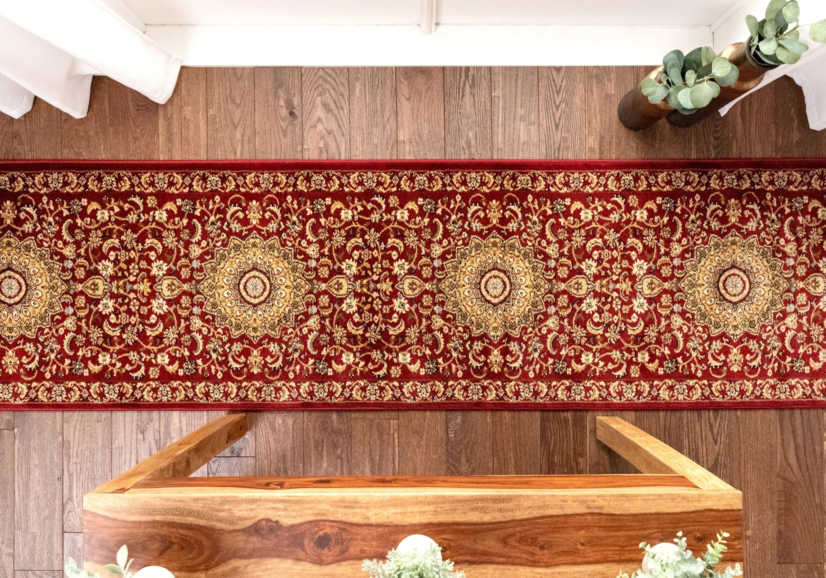 Aviva Custom Size Runner Traditional Red Choose Your Width x Choose Your Length Hallway Runner Rug、mySite、gigharbornorthrealestate