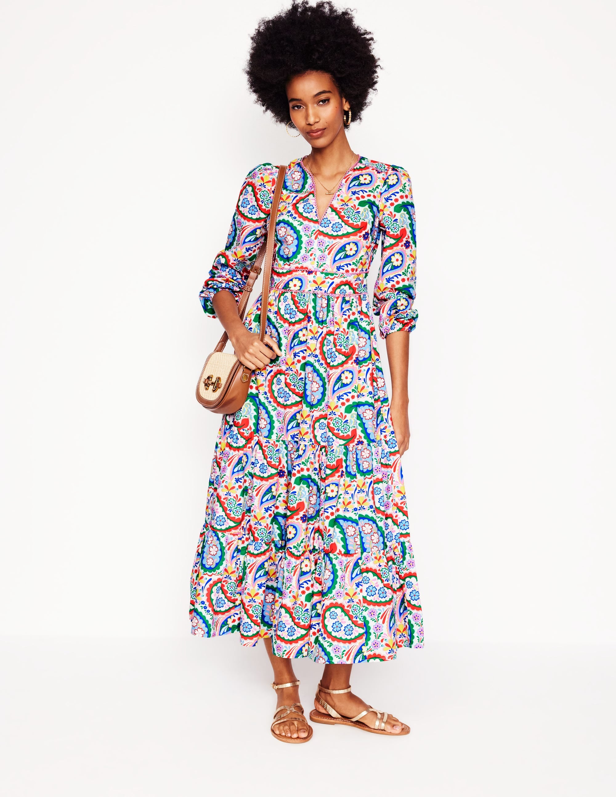  Violet Cotton Midi Dress-Multi, Meadow Paisley、mySite、ashleygrahame