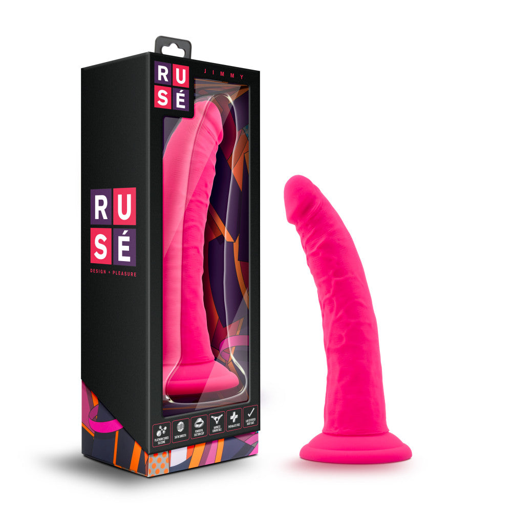 Ruse By Blush® | Jimmy Realistic Curved G-Spot Hot Pink 7.5-Inch Long Dildo With Suction Cup Base、mySite、bottomscart