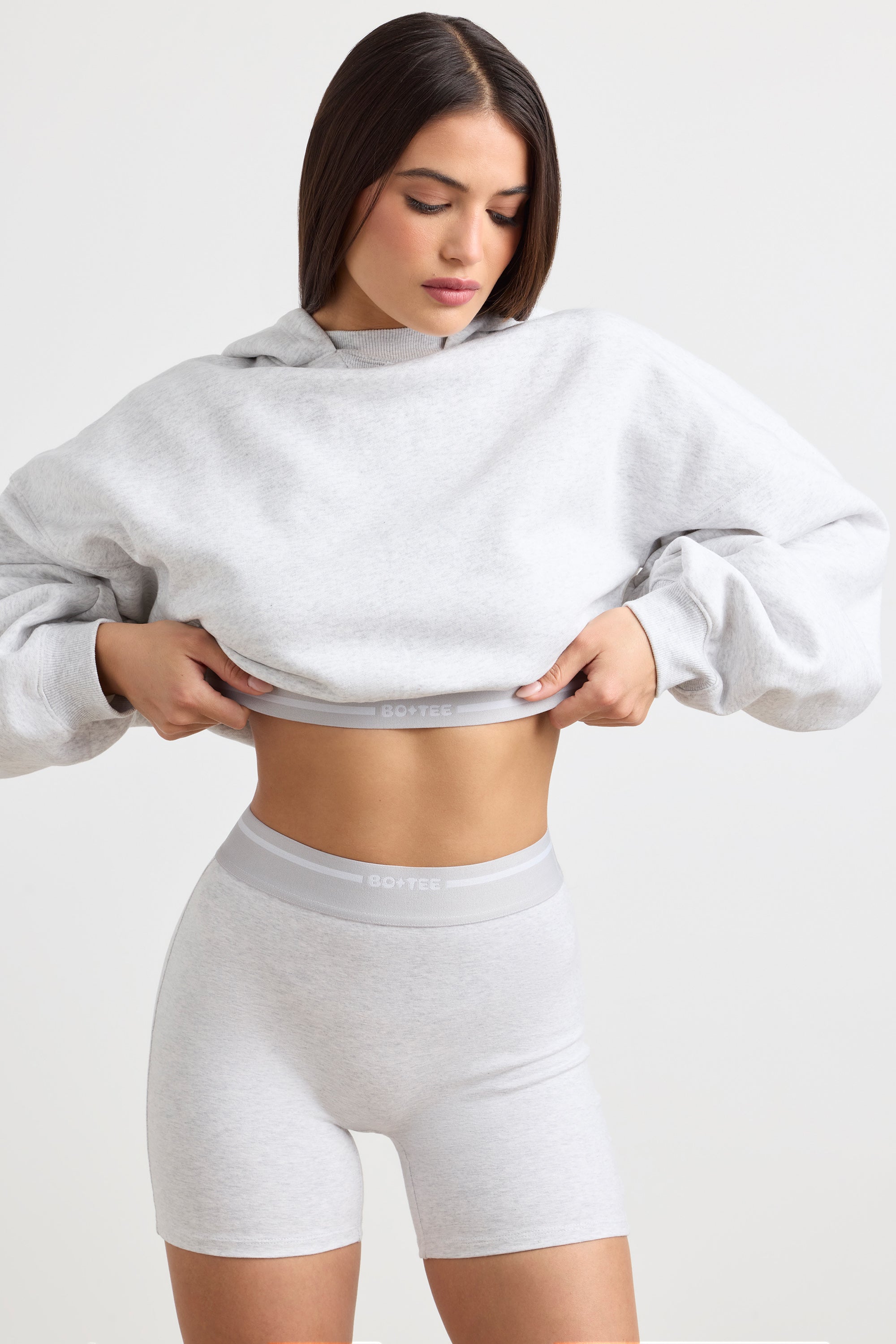 High-Waist Mini Shorts in Grey Marl、mySite、solidvoid