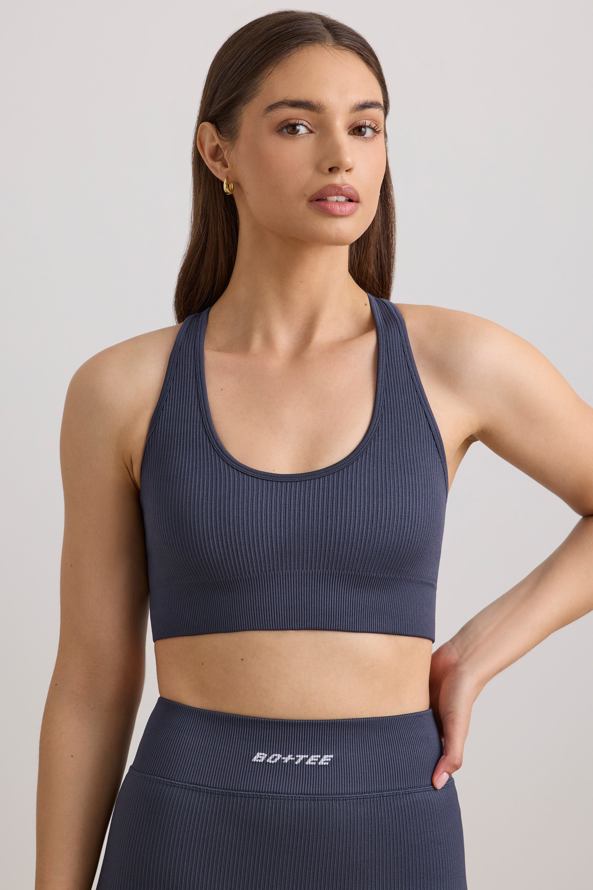 FlexiRib Wide Strap Sports Bra in Slate、mySite、solidvoid