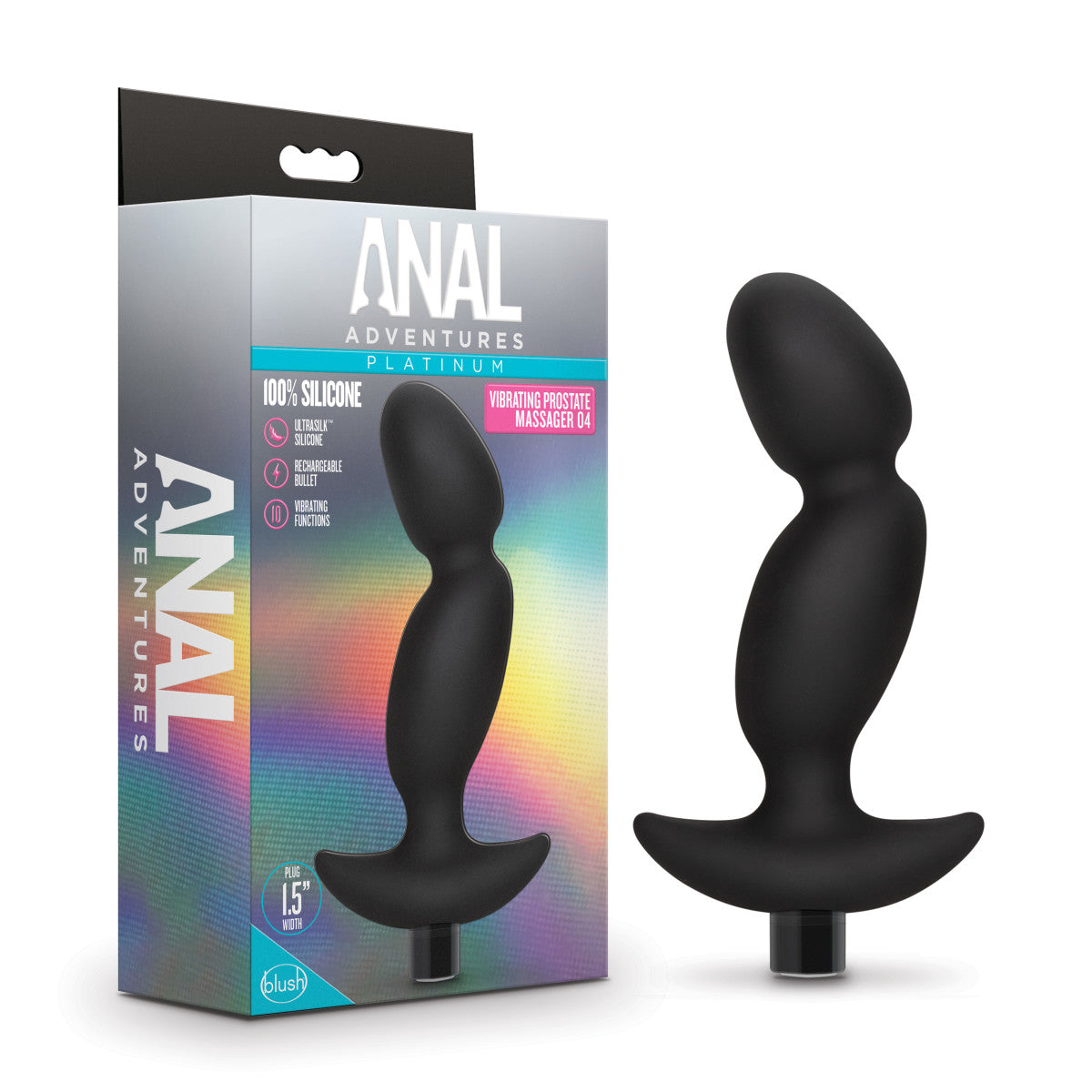 Anal Adventures Platinum By Blush® | Prostate Massager 04 Black 6.5-Inch Vibrating Rechargeable Anal Plug、mySite、bottomscart