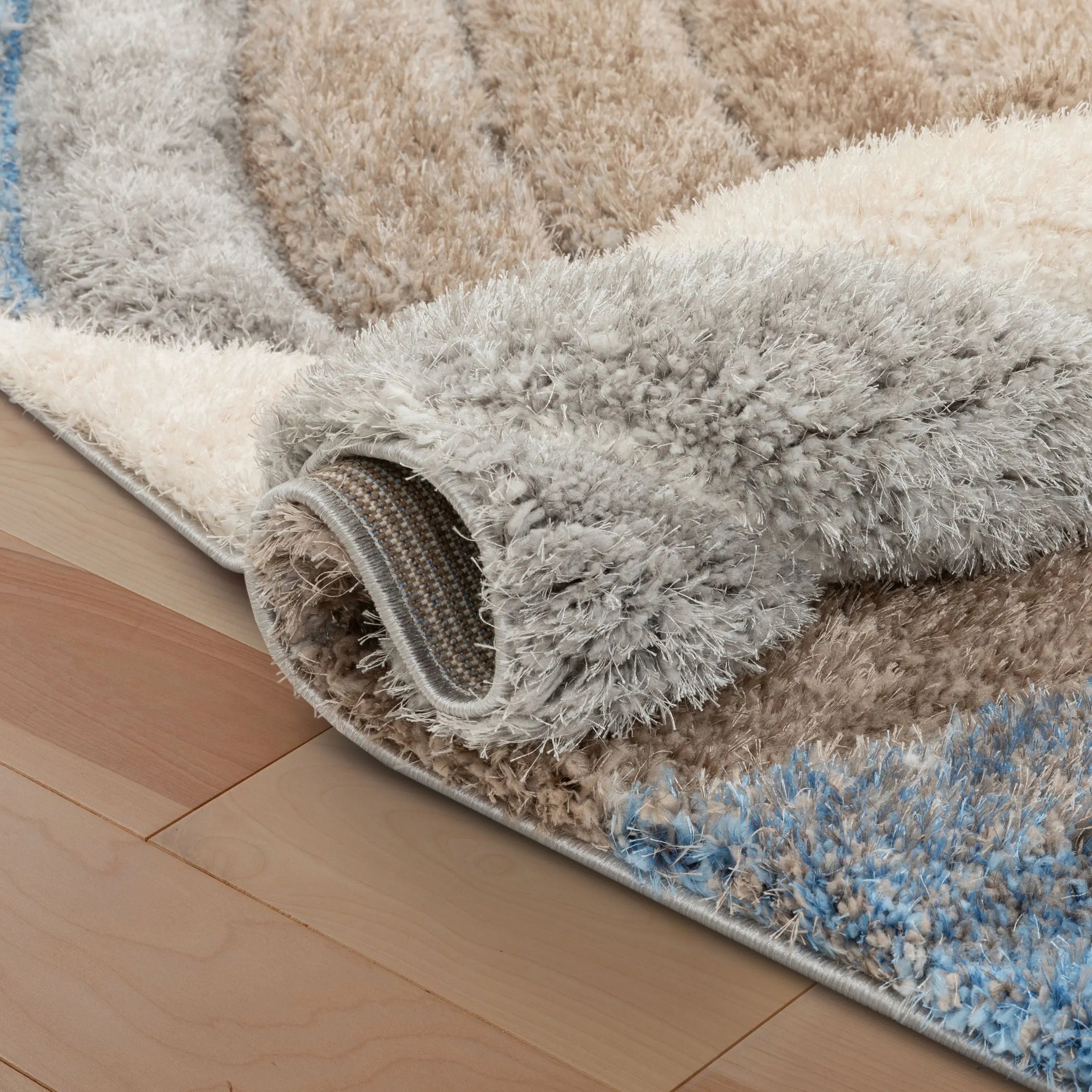 Ucci Modern Modern Geometric Shag Beige 3D Textured Thick & Soft Shag Rug、mySite、gigharbornorthrealestate