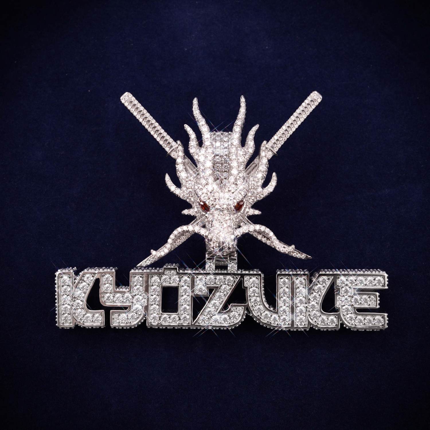 ICED BLADE DRAGON Custom Logo Moissanite Pendant 14K Gold、mySite、hinf8tx79