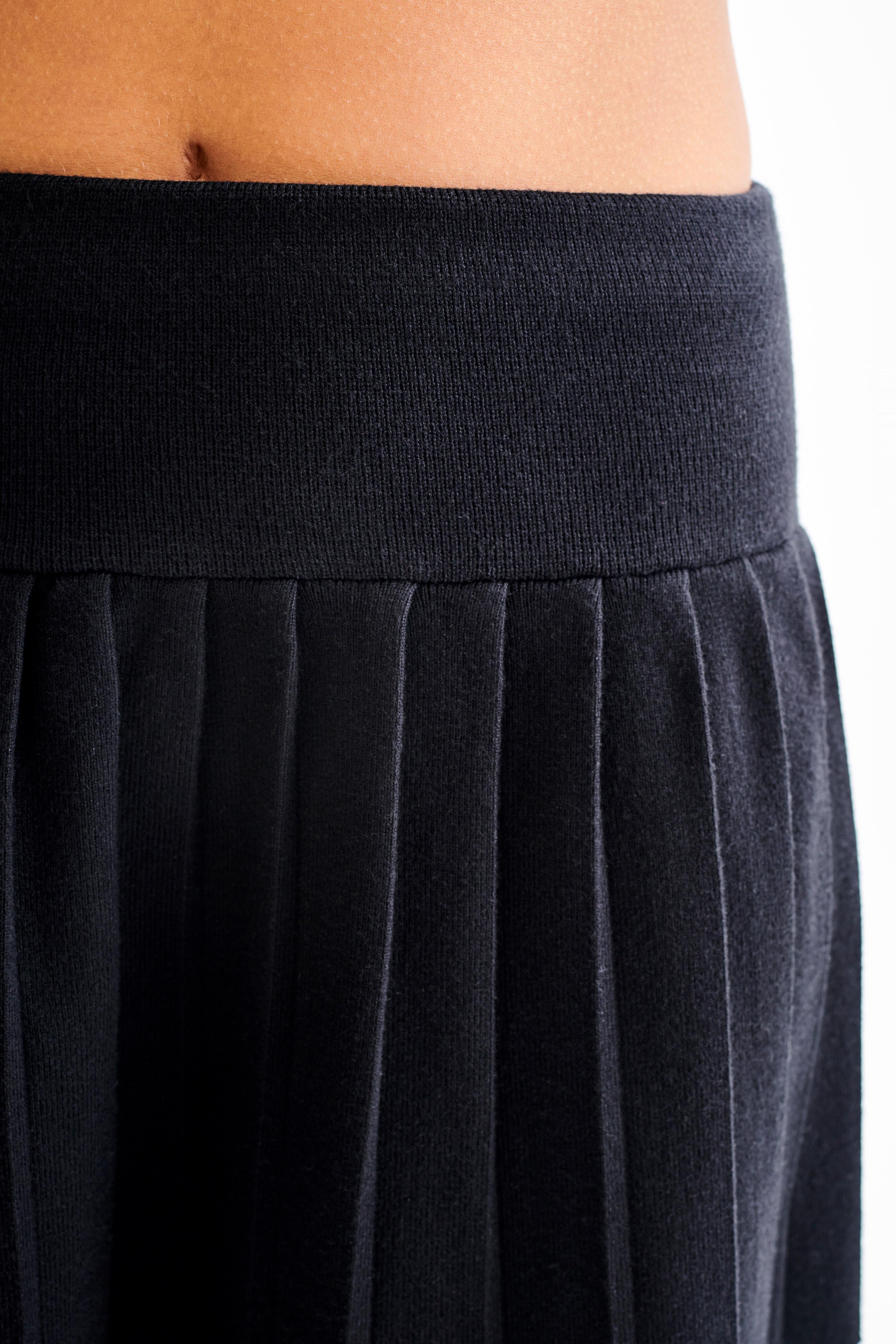 Beverly Knit Pleated Mini Skirt - Black、mySite、solidvoid