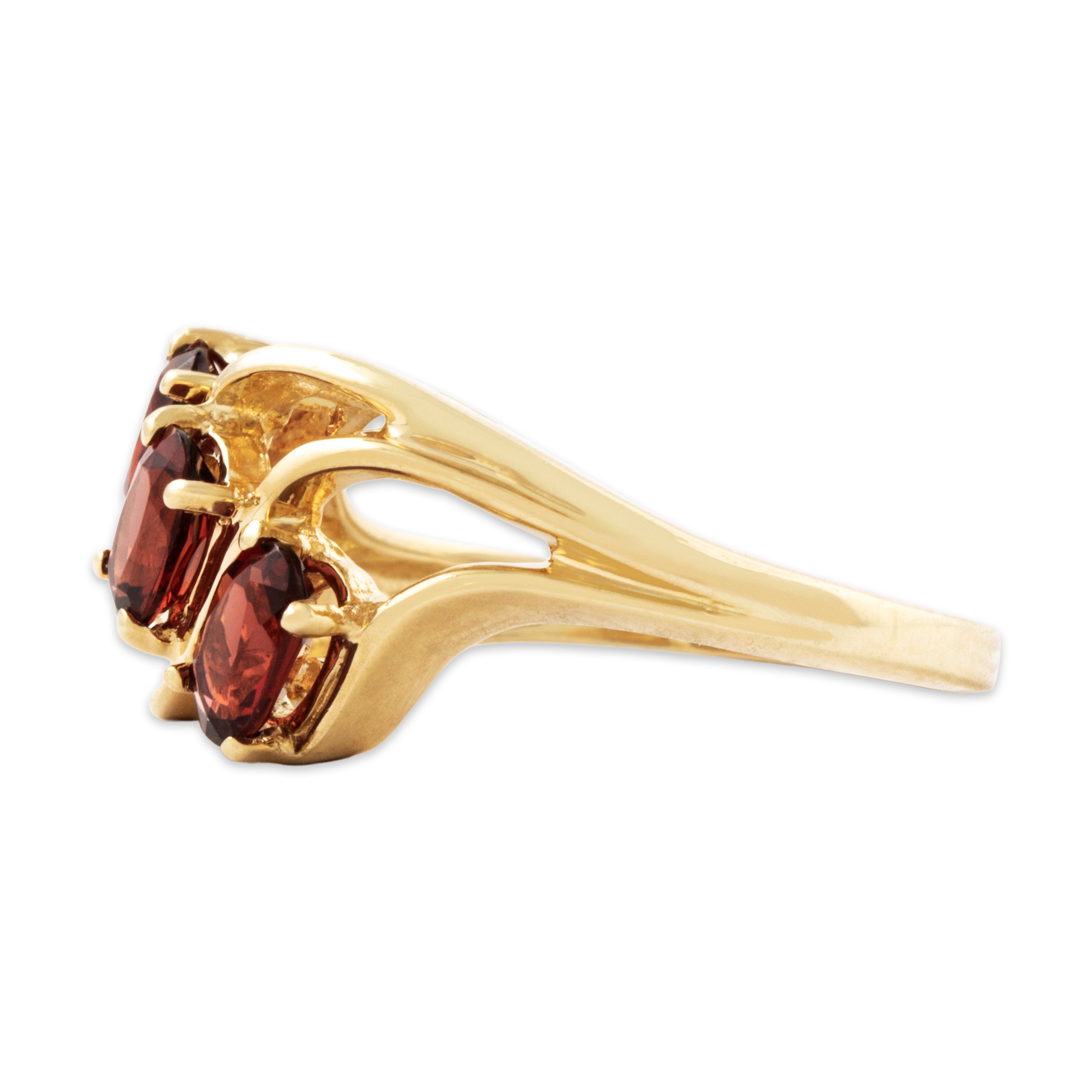 Vintage 10k Yellow Gold 1.2cttw Garnet Flourishing Trio Ring 7.00、mySite、hinf8tx79
