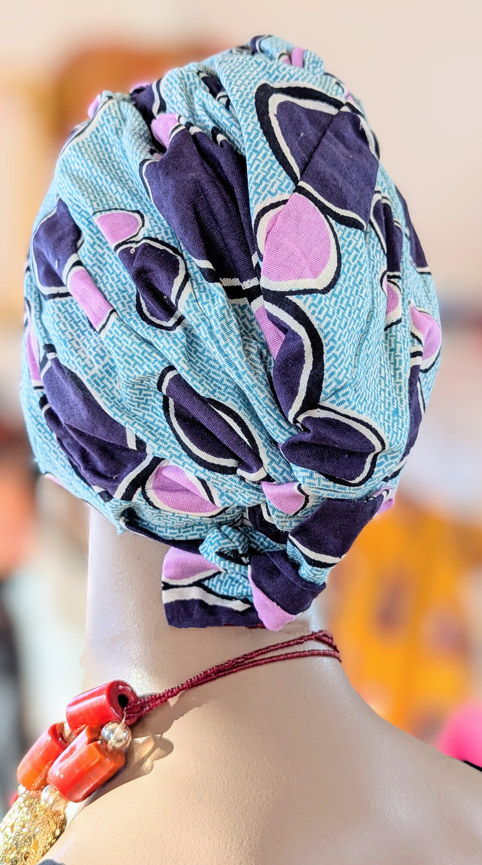 Dupsie's Yamani African Print Pre-tied Head wrap hat DP3845PT3、mySite、solidvoid