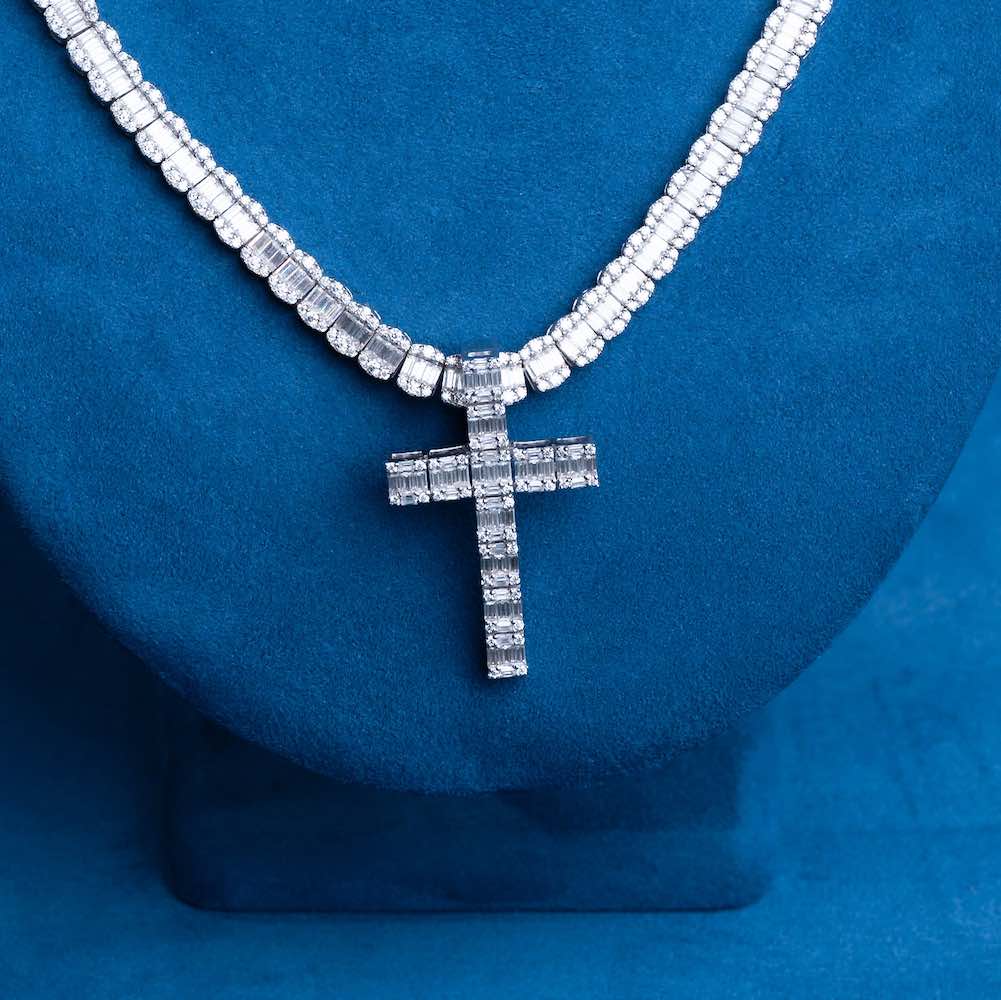 7MM Moissanite Baguette Tennis Chain 14K Gold、mySite、hinf8tx79