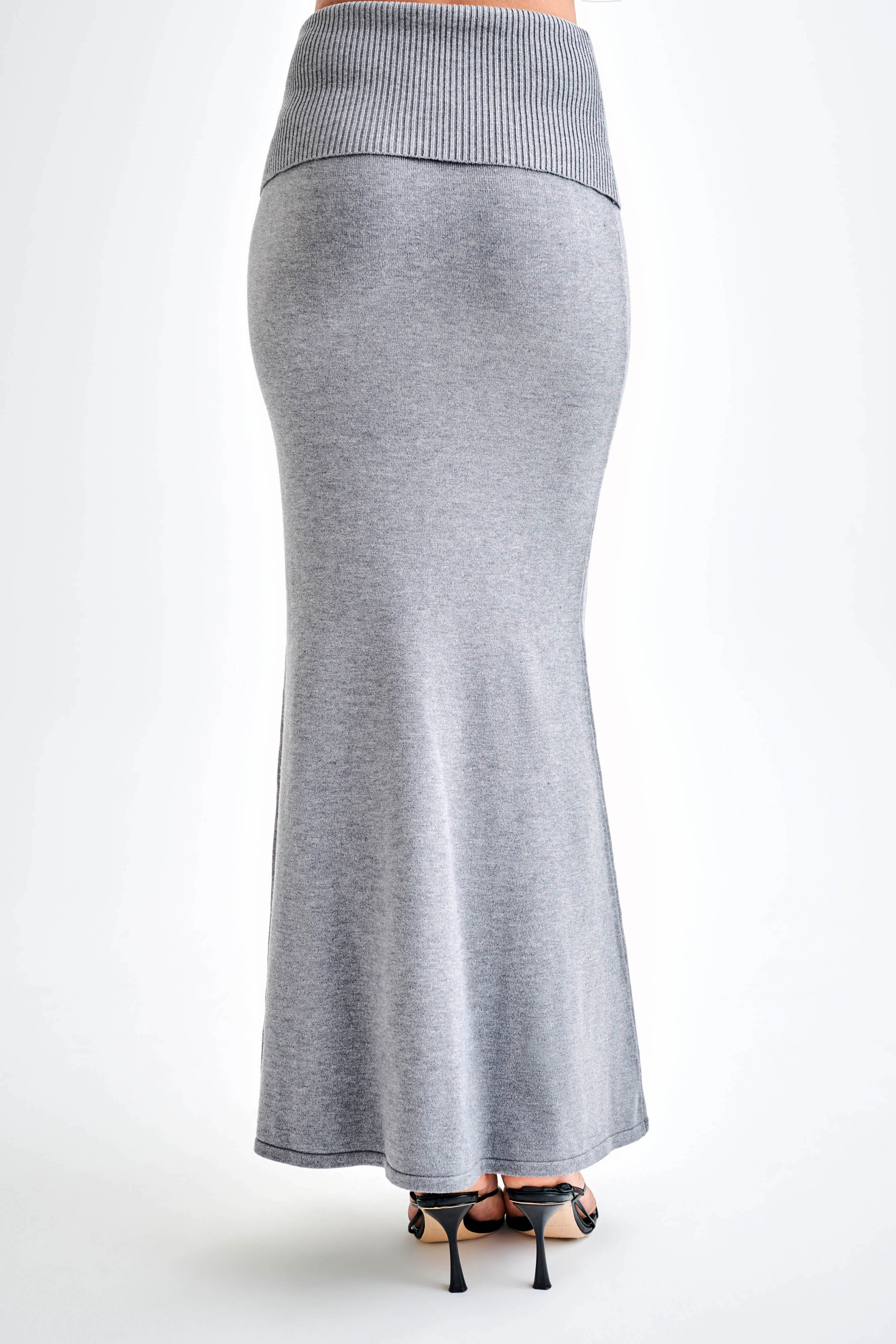 Karlie Knit Maxi Skirt With Ribbed Waist - Charcoal Marle、mySite、solidvoid