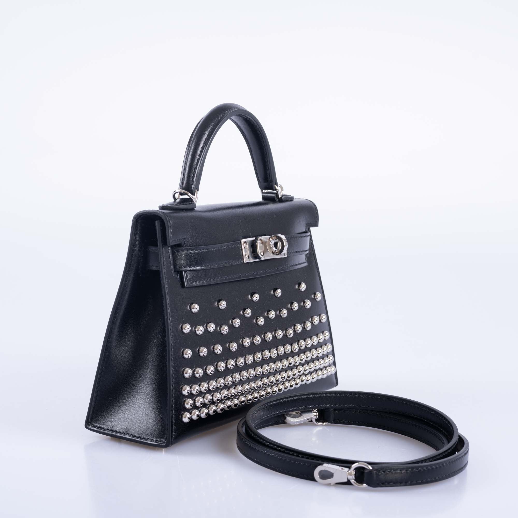 Hermès Clouté Mini Kelly 20 Studded Black Box Palladium Hardware、mySite、garminoutage.com