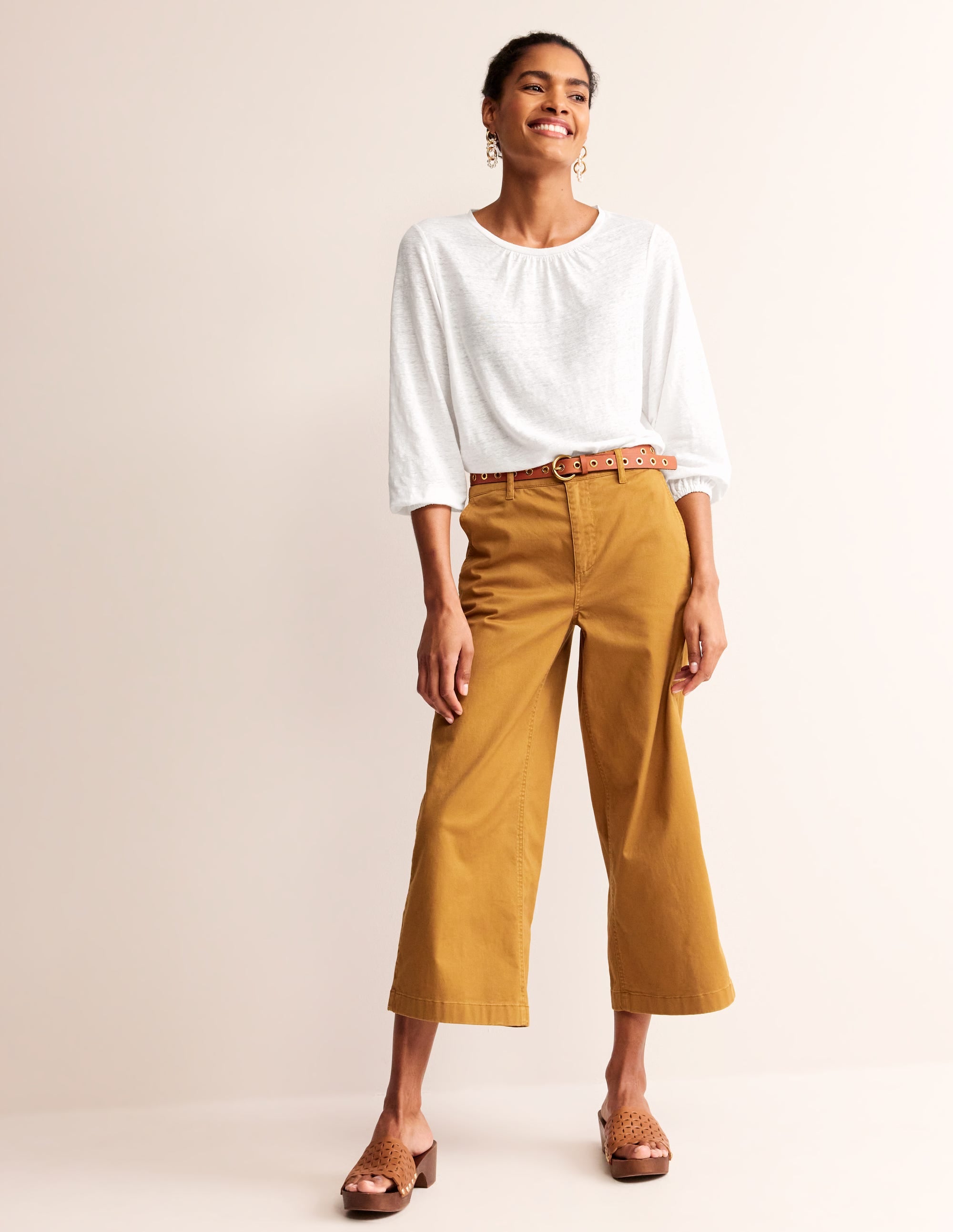  Gathered Neck Linen Jersey Top-White、mySite、ashleygrahame