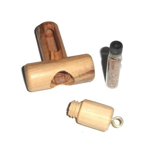 Olive wood Cross with Holy Land Soil Ampoule - can be opened ( 6cm or 2.5 inches ) - Olive wood with Certificate、mySite、topwebapps