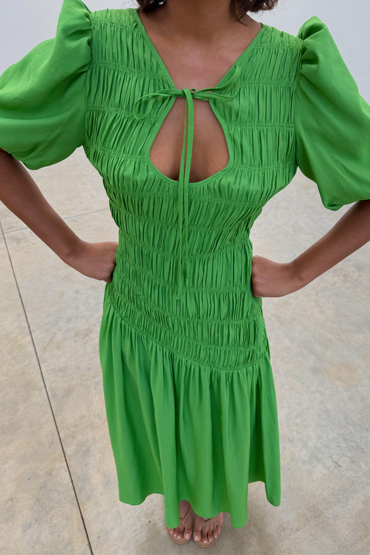 Green Shirred Nara Dress、mySite、solidvoid