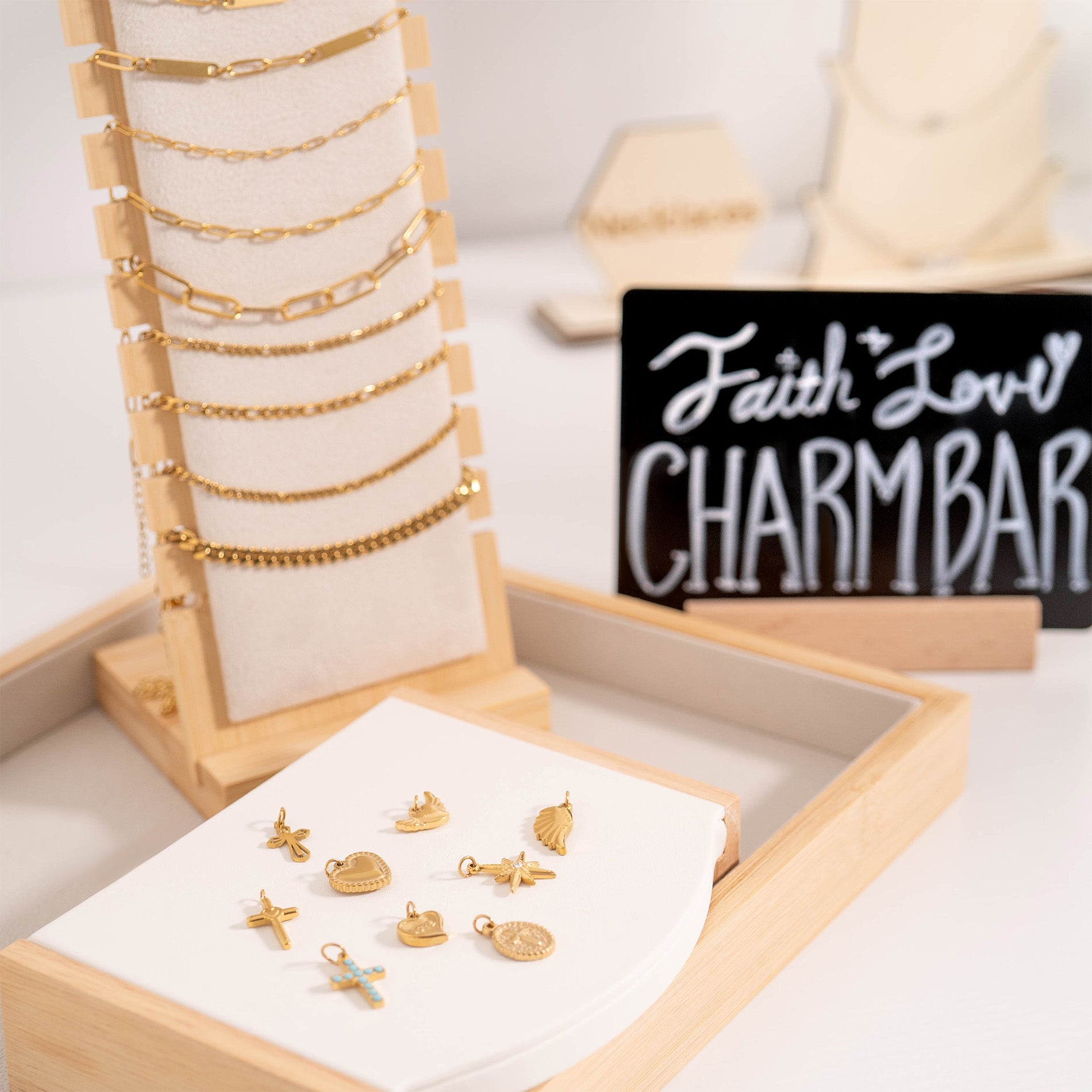 18K Gold PVD Stainless Steel Heart Charm Set / BND0066、mySite、dreamappss