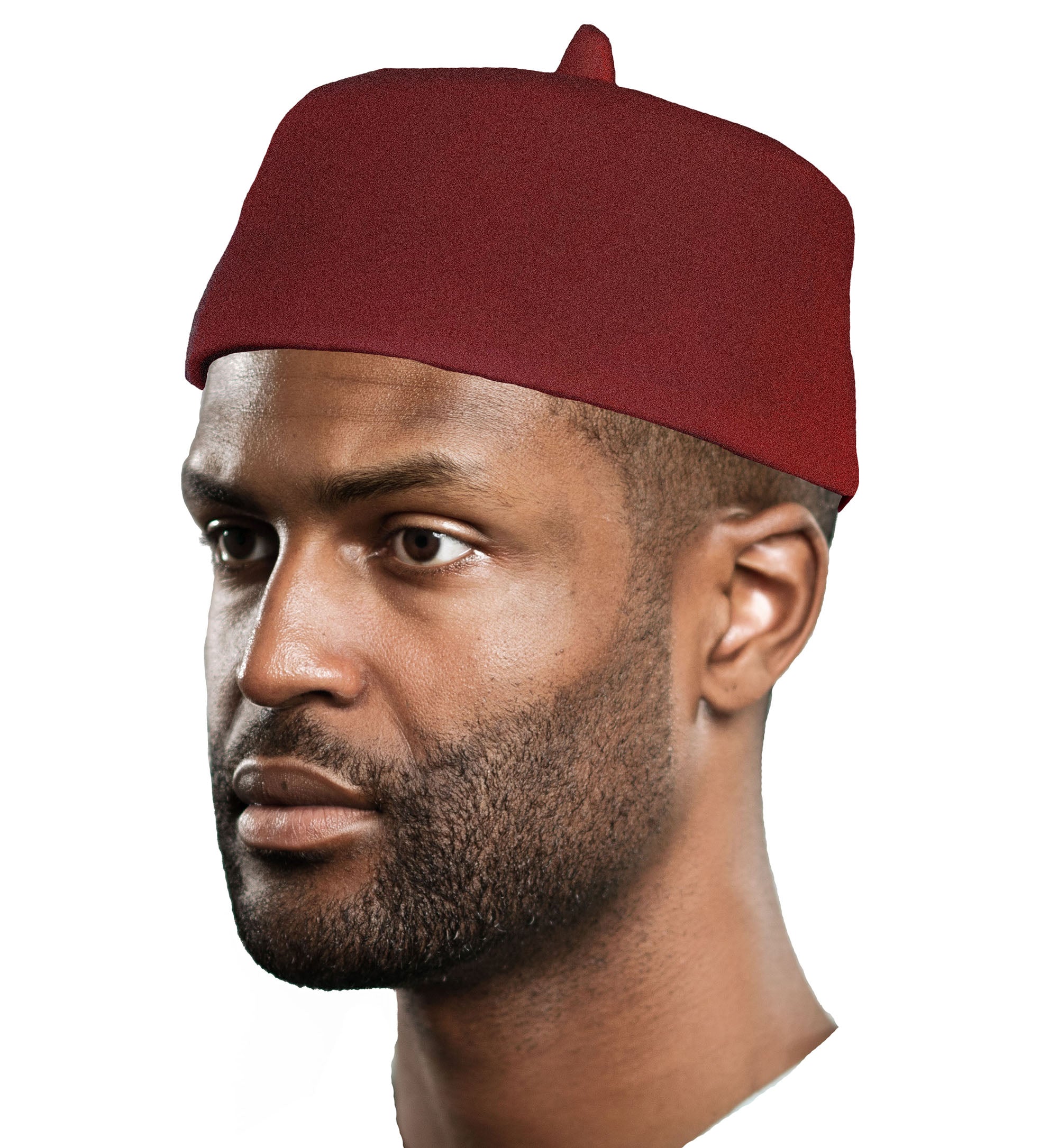 Maroon Wool Felt Igbo Cap African Fez Kufi Hat、mySite、solidvoid