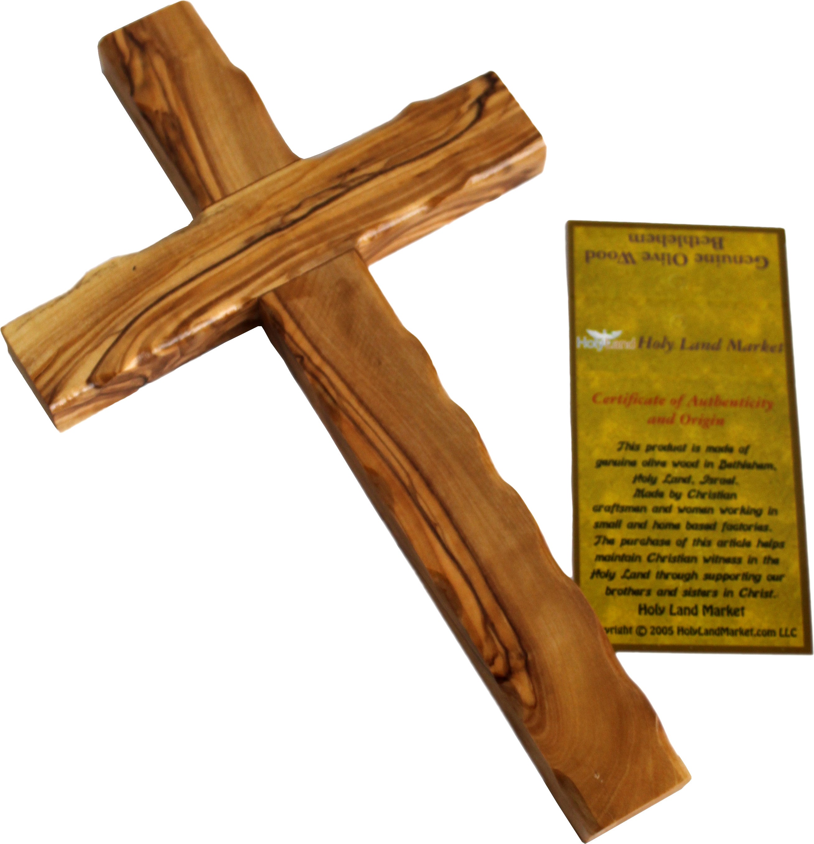 Holy Land Market Olive Wood Cross from Bethlehem with a Certificate and Lord Prayer Card - 10 Inches、mySite、topwebapps