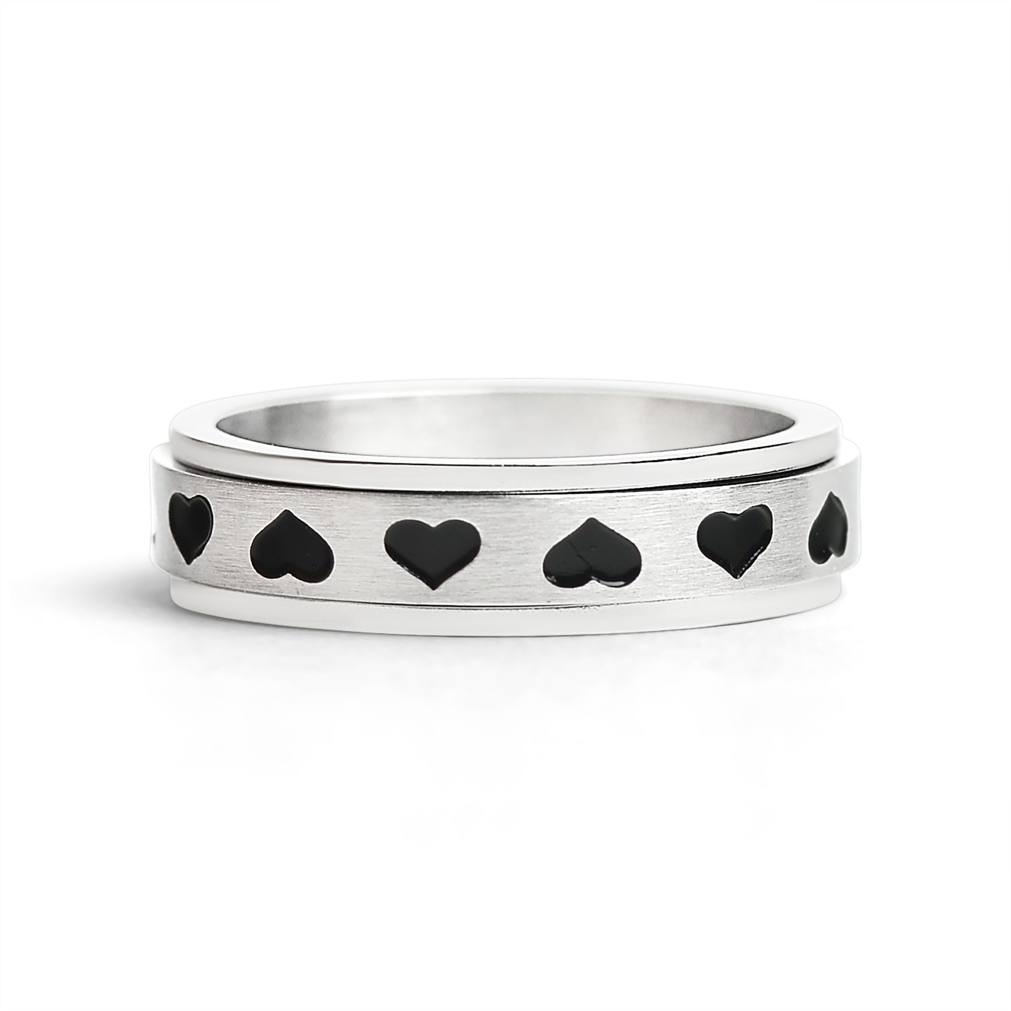 Stainless Steel Black Hearts Spinner Ring / SRJ2246、mySite、dreamappss