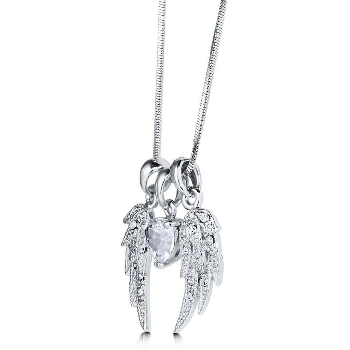 Angel's Wings and Heart Necklace Sterling Silver Guardian Angel、mySite、g9winljtr
