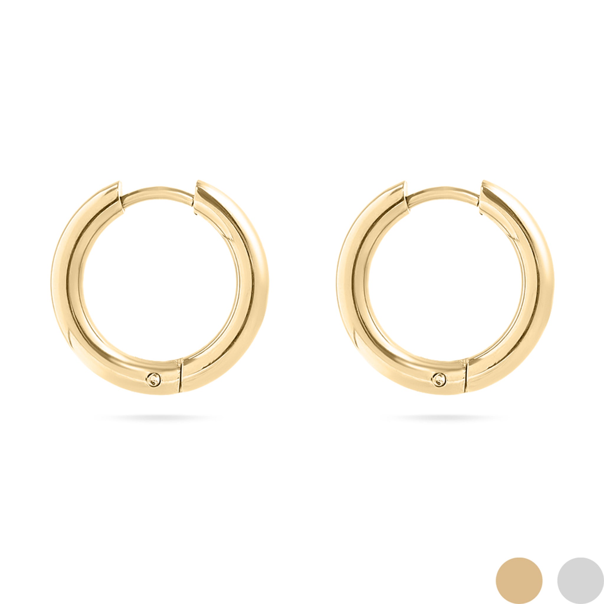 18K Gold PVD Stainless Steel Circle Huggie Hoop Earrings / ERJ0024、mySite、dreamappss