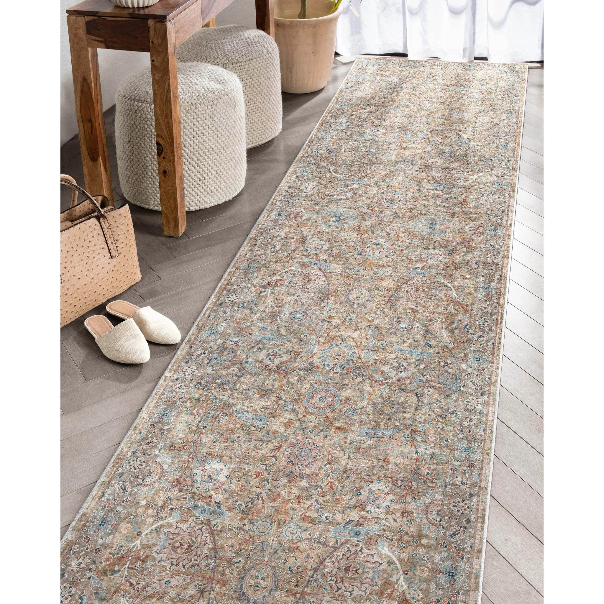 Emilia Vintage Persian Floral Blue Flat-Weave Rug、mySite、gigharbornorthrealestate