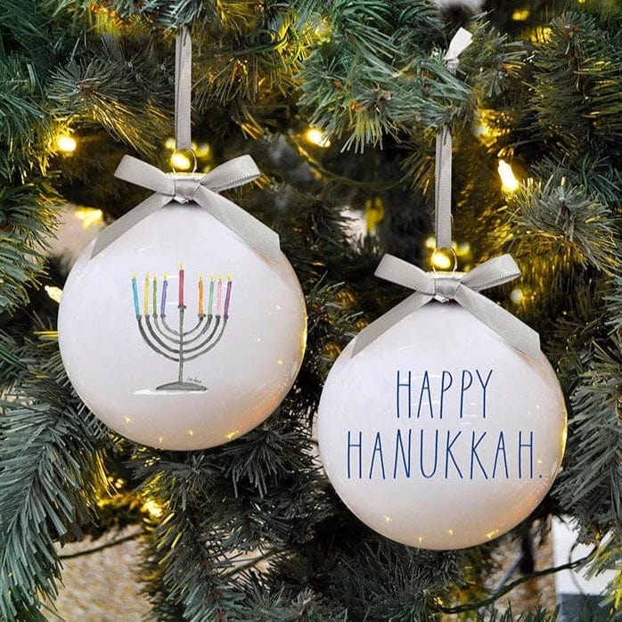 Happy Hanukkah Glass Ornaments - Set of 2、mySite、topwebapps