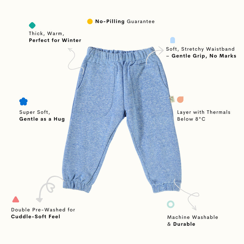 Cotton Terry Sweat Pants | Creme & Blue | Set of 2、mySite、camillekostekn