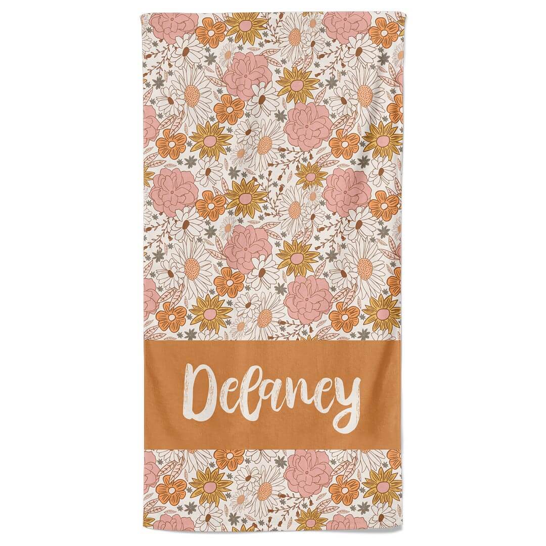  Boho Floral Personalized Kids Beach Towel | All Floral、mySite、layawaytickets