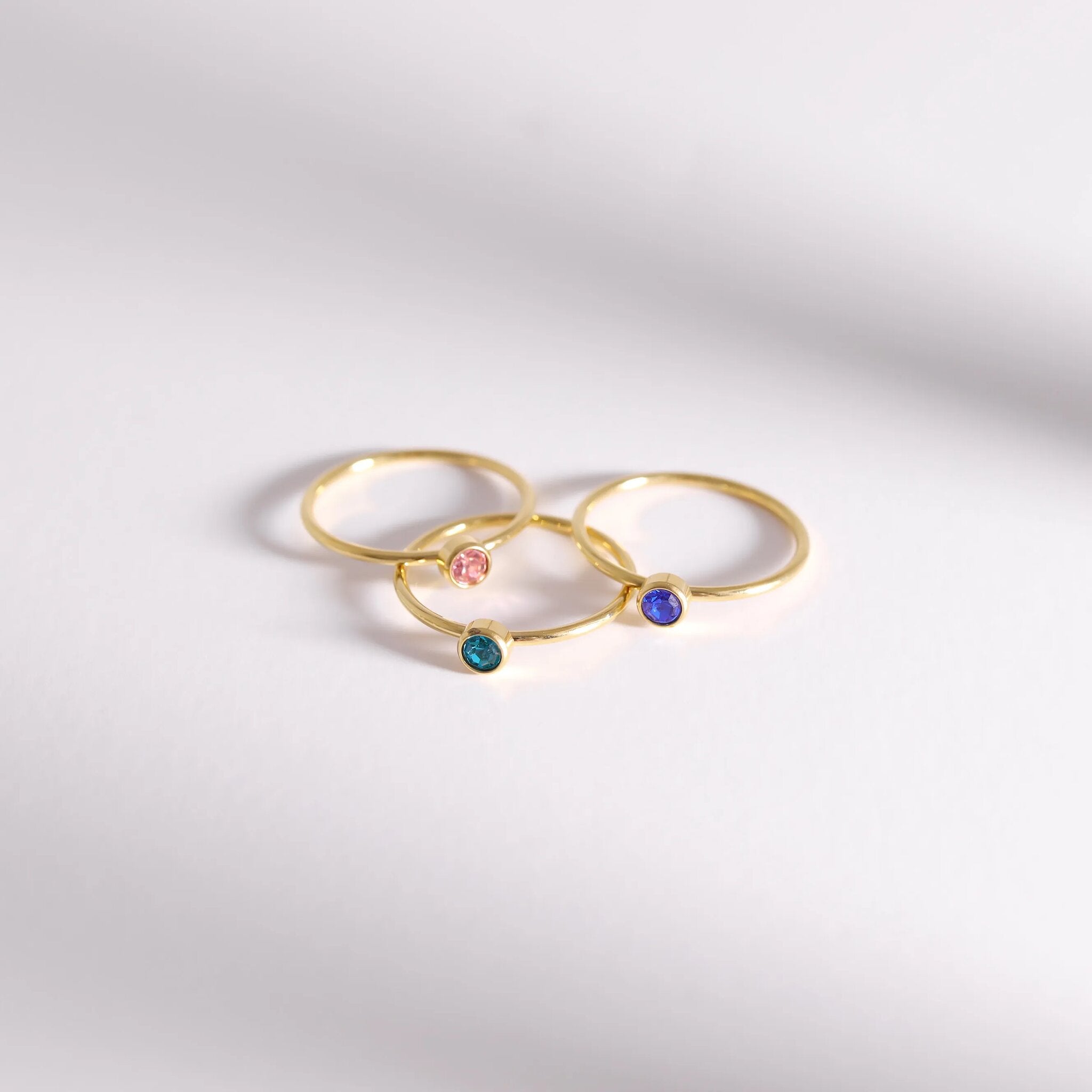 18K Gold PVD Stainless Steel Birthstone Stacking Ring / ZRJ1001、mySite、dreamappss