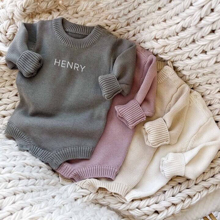  Personalized Knit Sweater Bubble Romper | Solid、mySite、layawaytickets