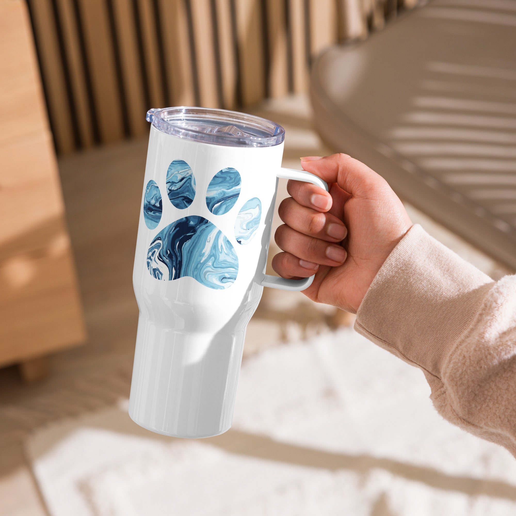 Marbled Paw 25oz Handle Tumbler Travel Mug、mySite、camillekostekn