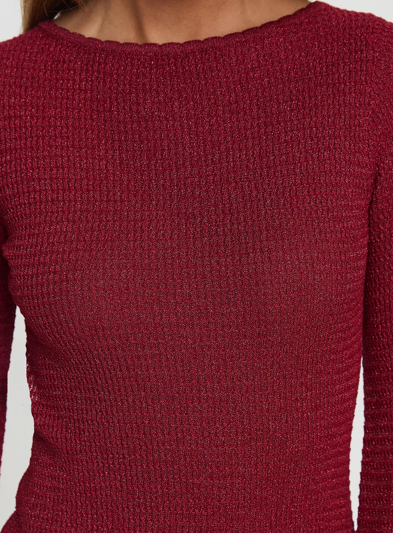 Rhapsody Long Sleeve Knit Mini Dress Red、mySite、solidvoid