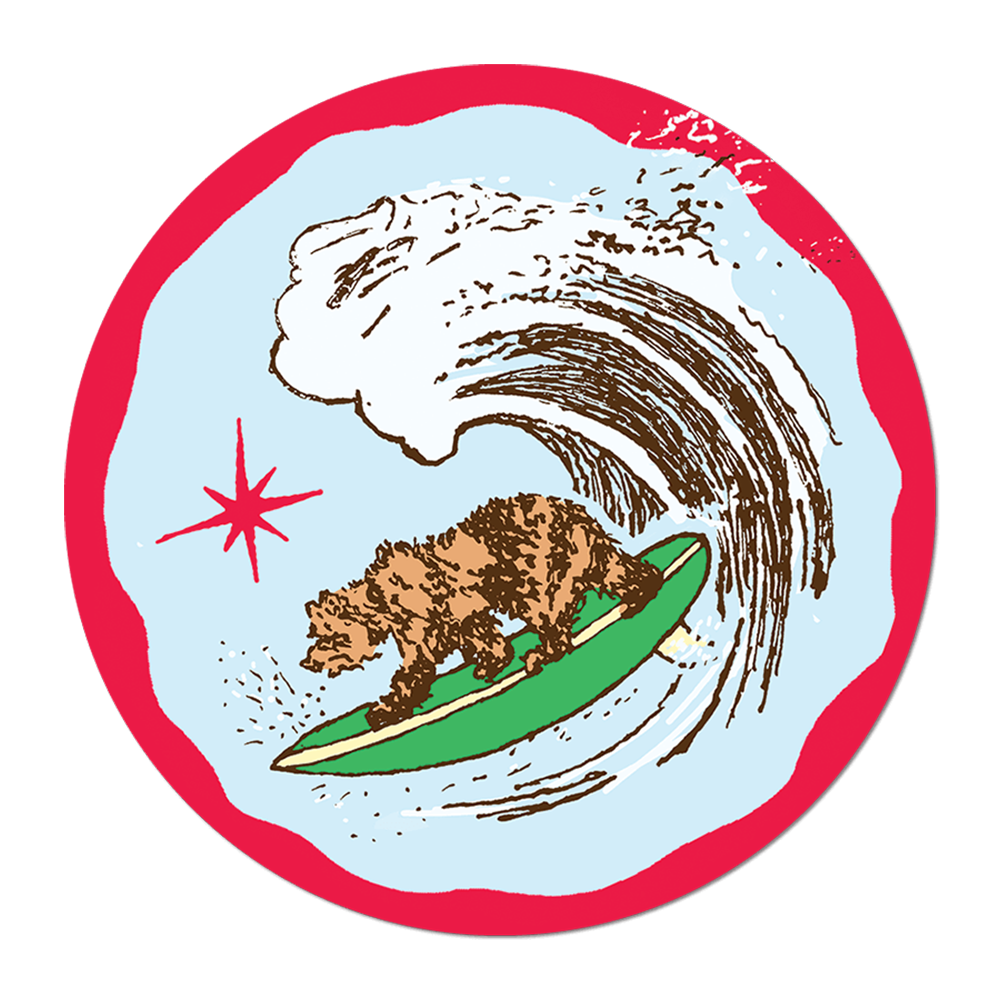  California Surfer Bear Vinyl Sticker Decal、mySite、ghnorth