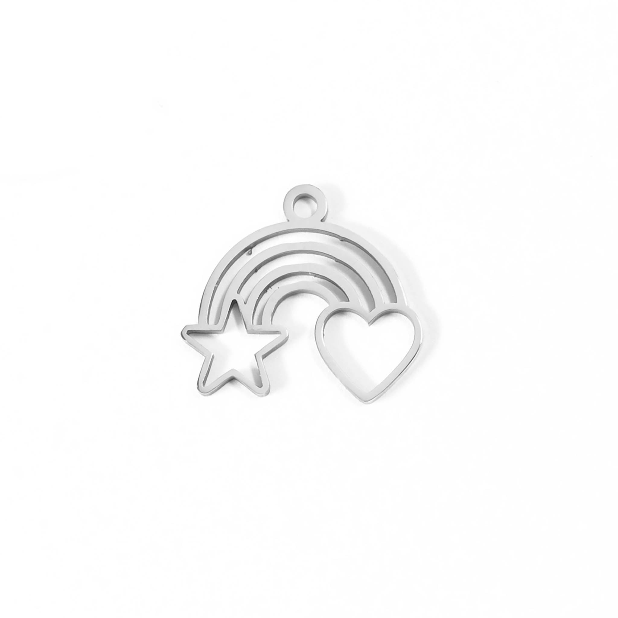 18K Gold PVD Stainless Steel Rainbow Heart and Star Charm / PDL0034、mySite、dreamappss