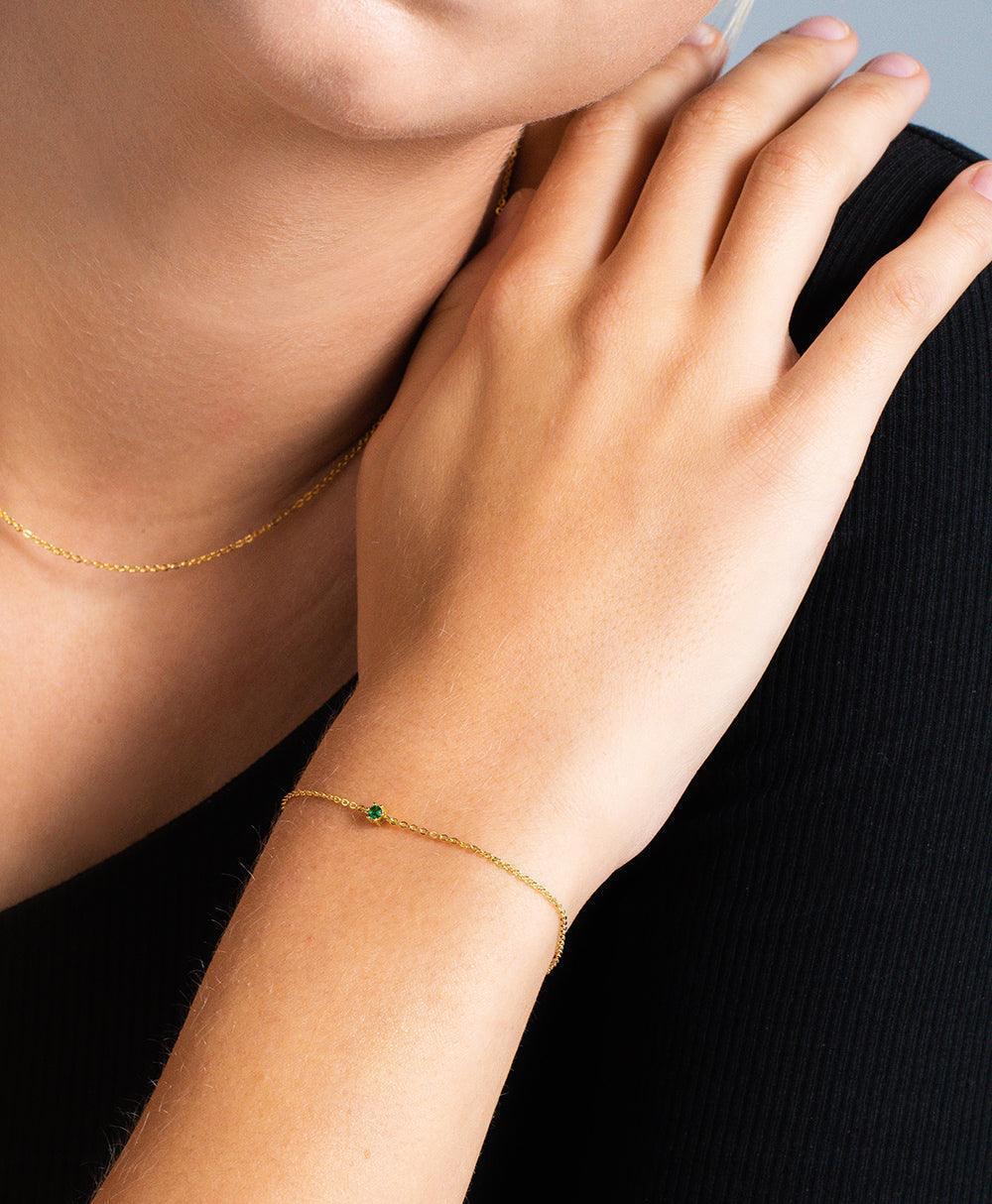  Rosa Bracelet Emerald 18ct Gold Plated
