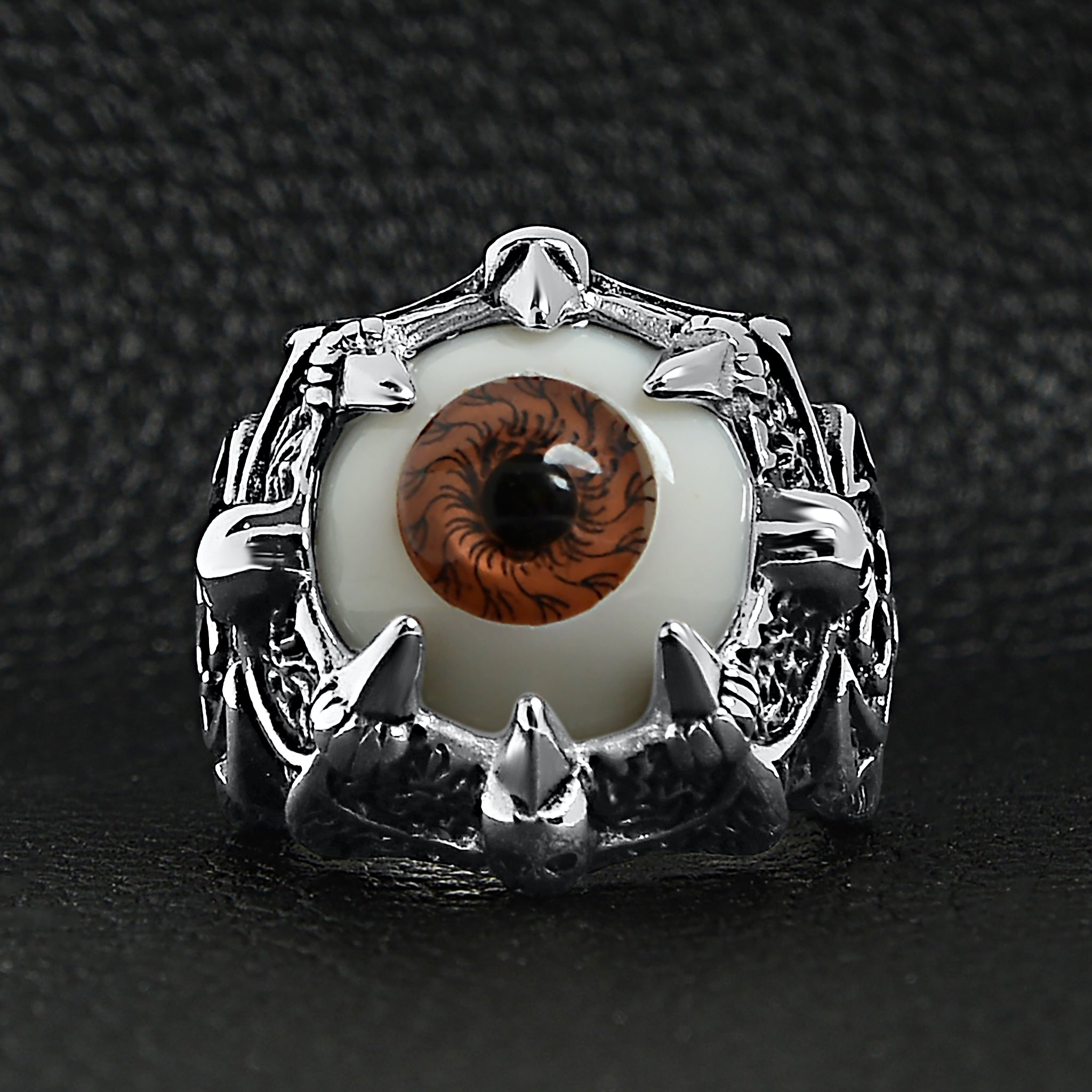 Stainless Steel Gothic Red Eyeball With Claw And Skull Accents Ring / SCR4090、mySite、dreamappss